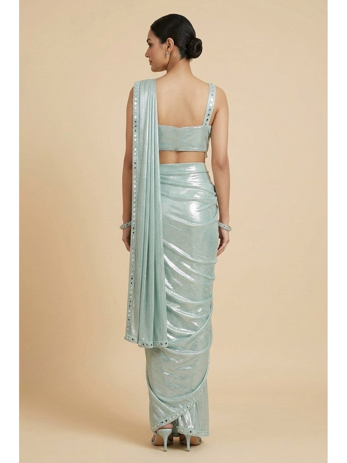 Sea Green Lycra Charm Saree