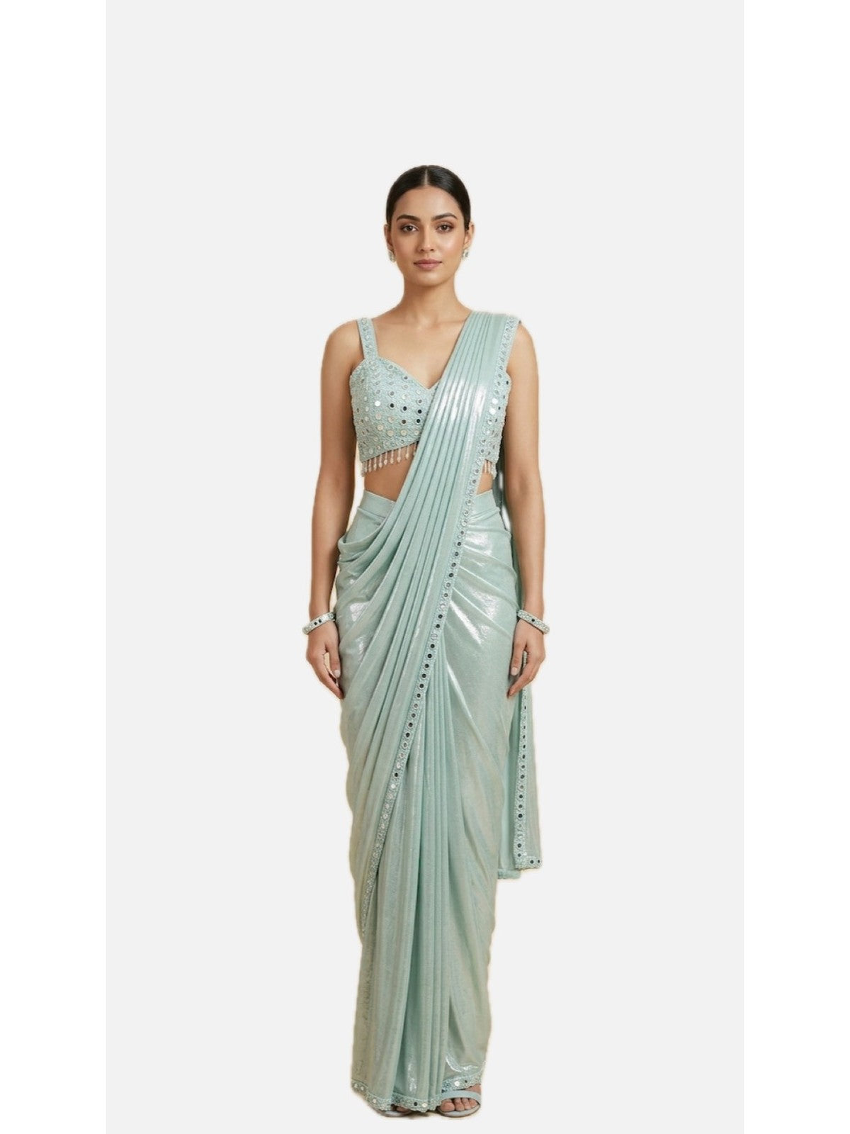 Sea Green Lycra Charm Saree