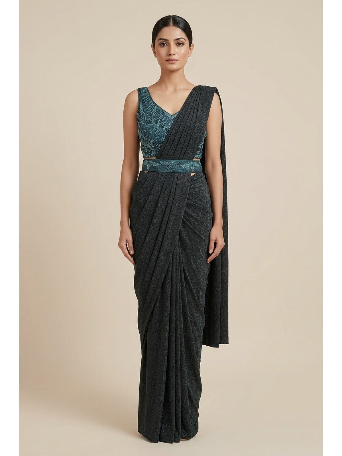 Rama Green Lycra Reverie Saree