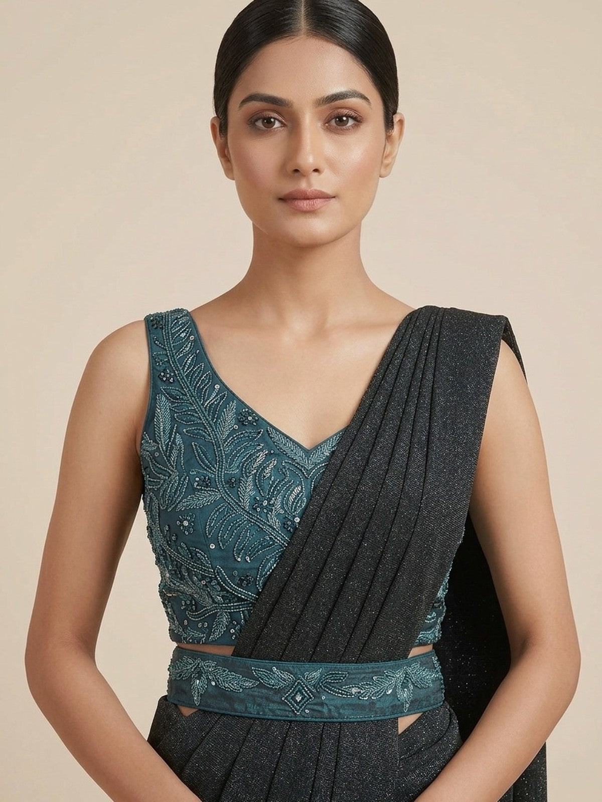 Rama Green Lycra Reverie Saree