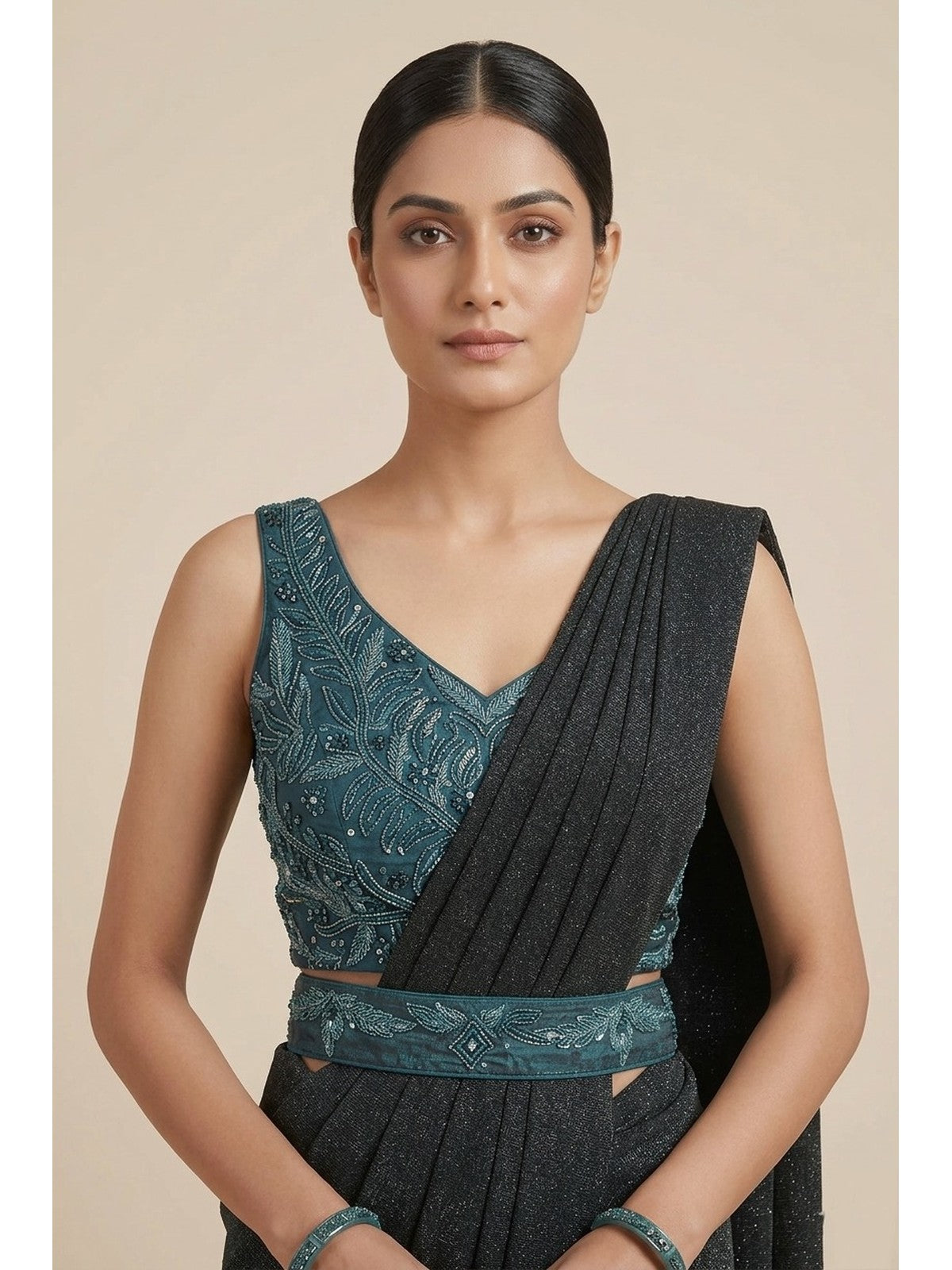 Rama Green Lycra Reverie Saree