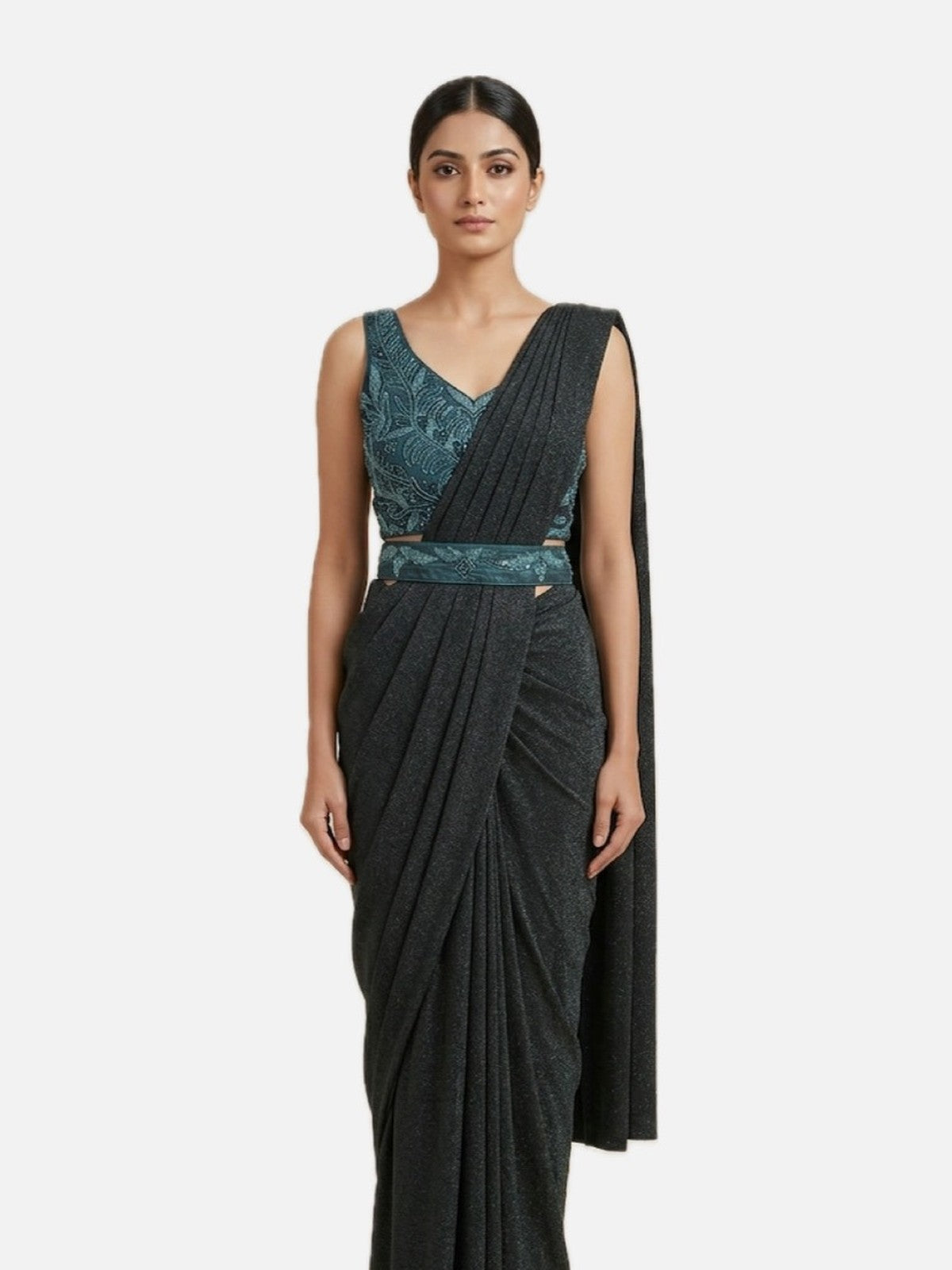 Rama Green Lycra Reverie Saree
