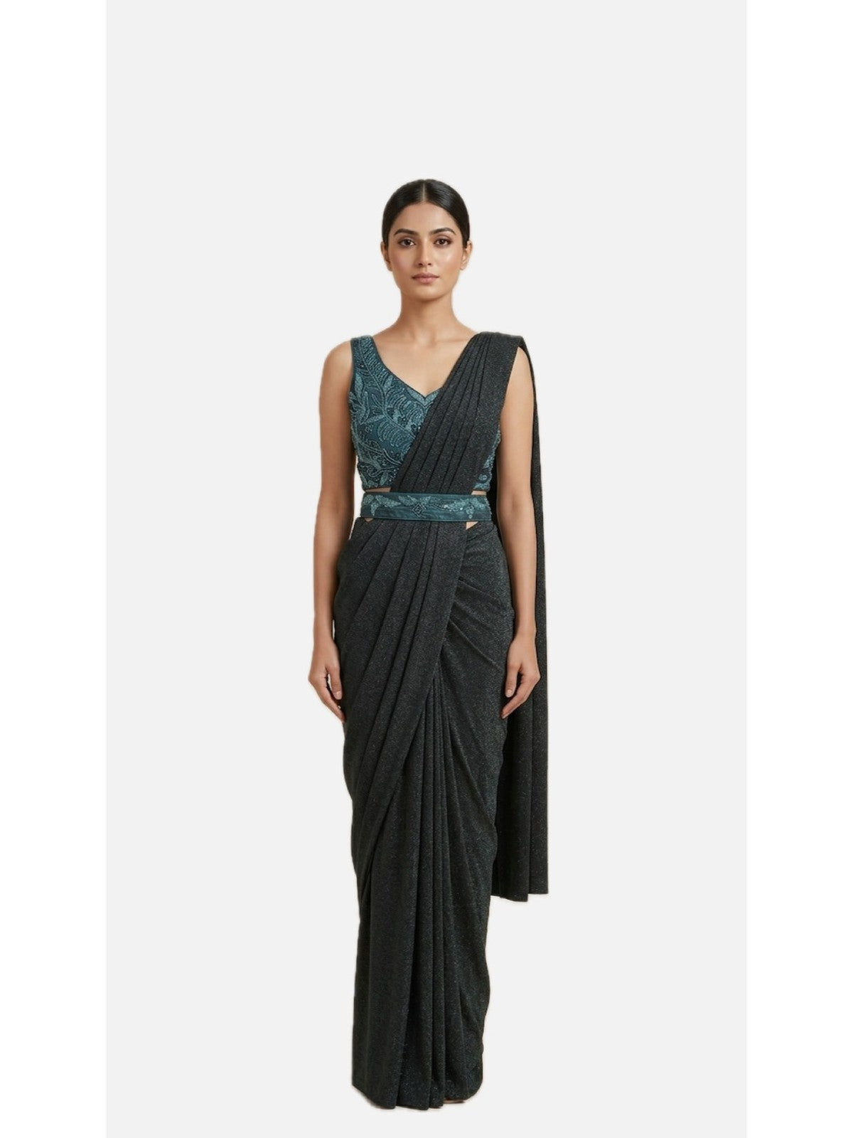 Rama Green Lycra Reverie Saree