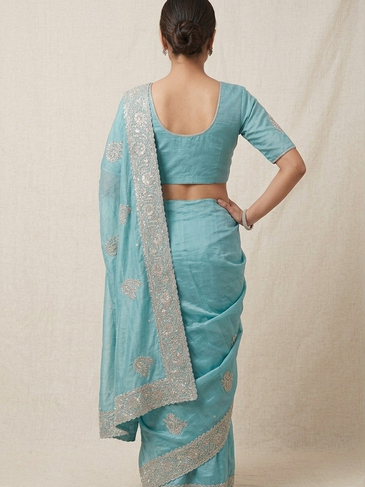 Sea Blue Silk Jashn Saree