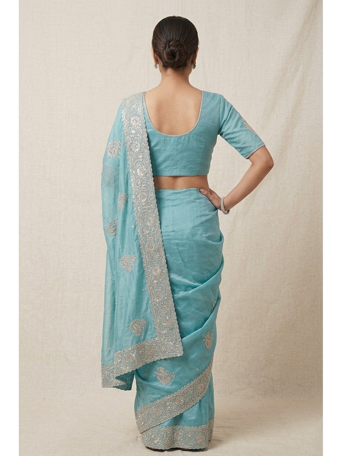 Sea Blue Silk Jashn Saree