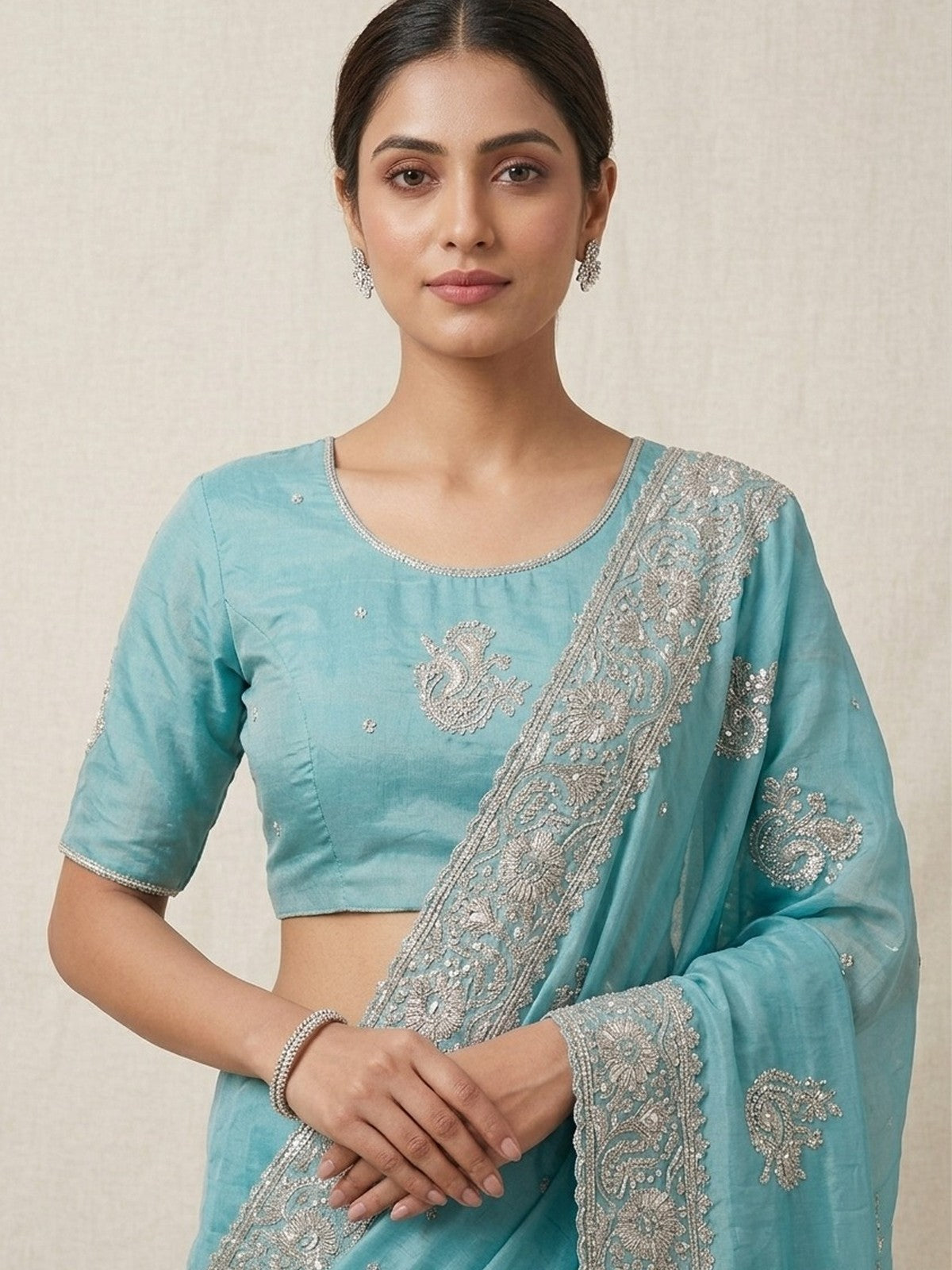 Sea Blue Silk Jashn Saree