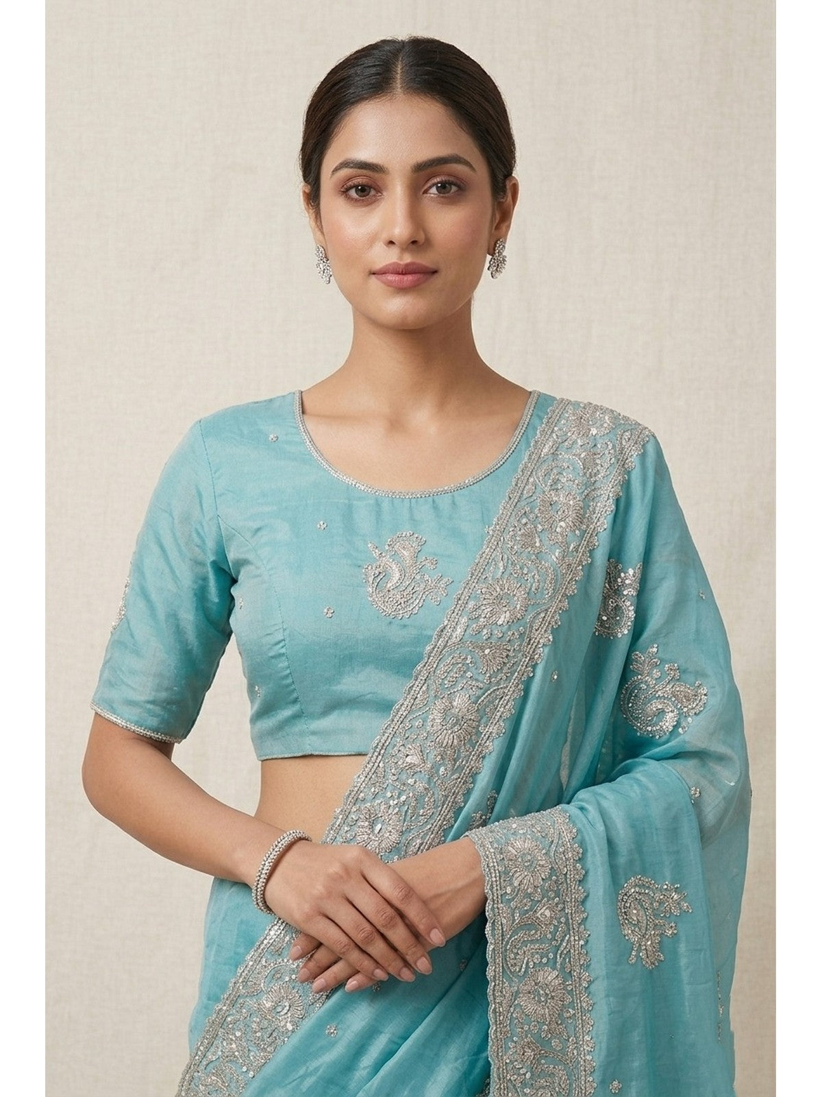 Sea Blue Silk Jashn Saree