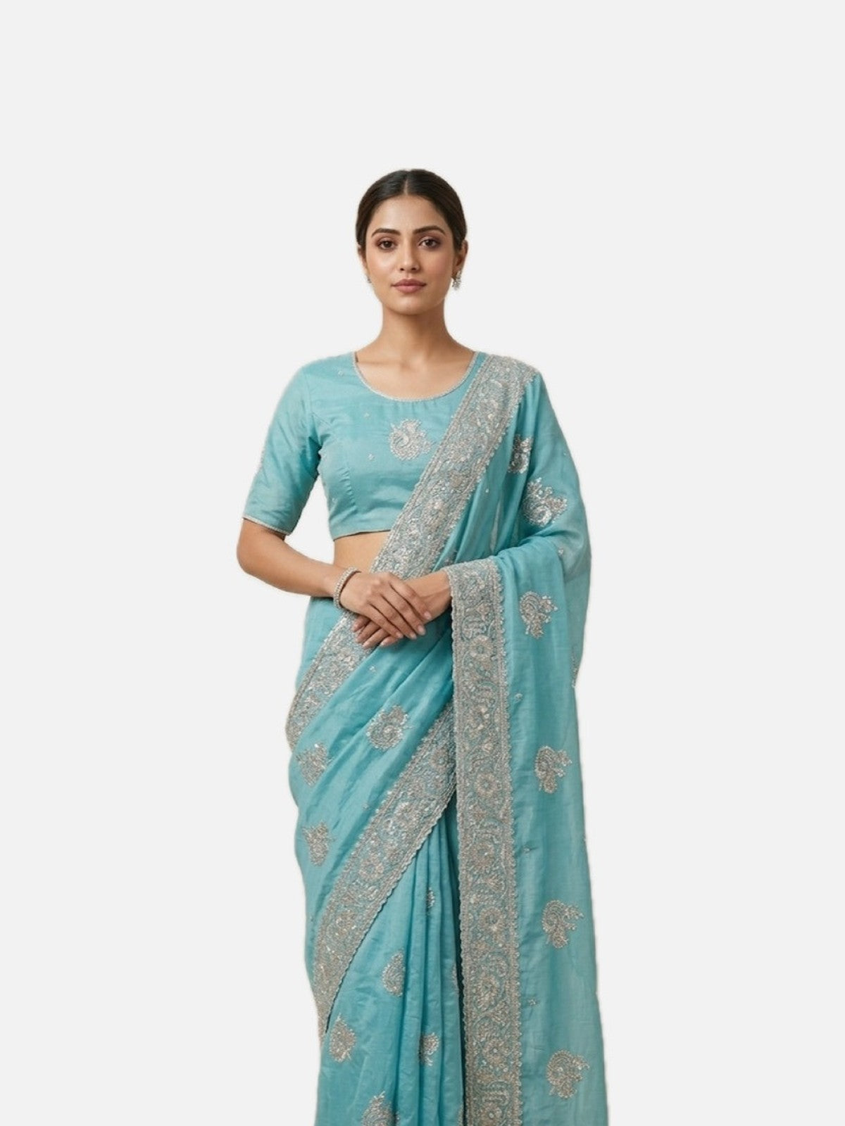 Sea Blue Silk Jashn Saree