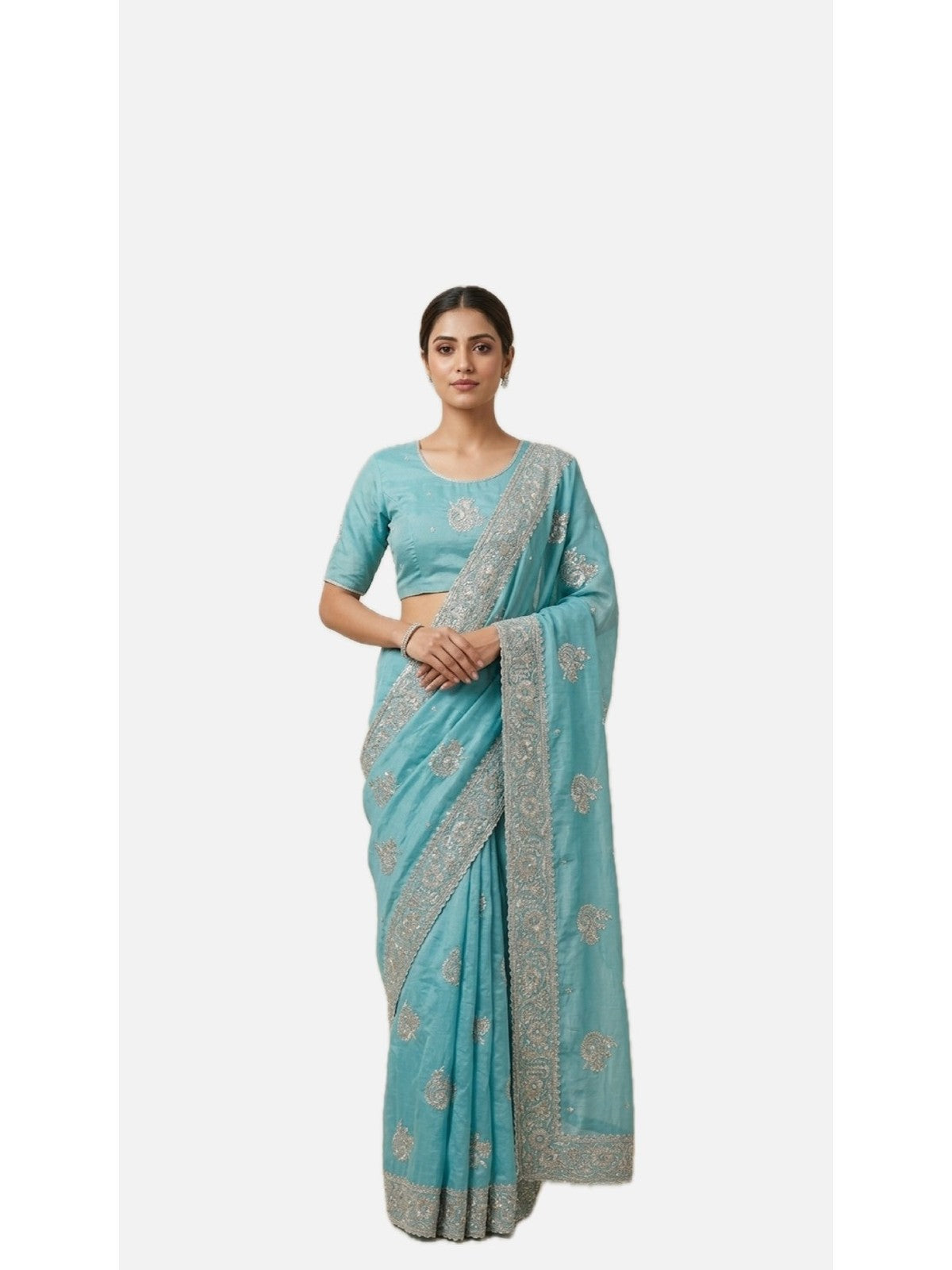 Sea Blue Silk Jashn Saree