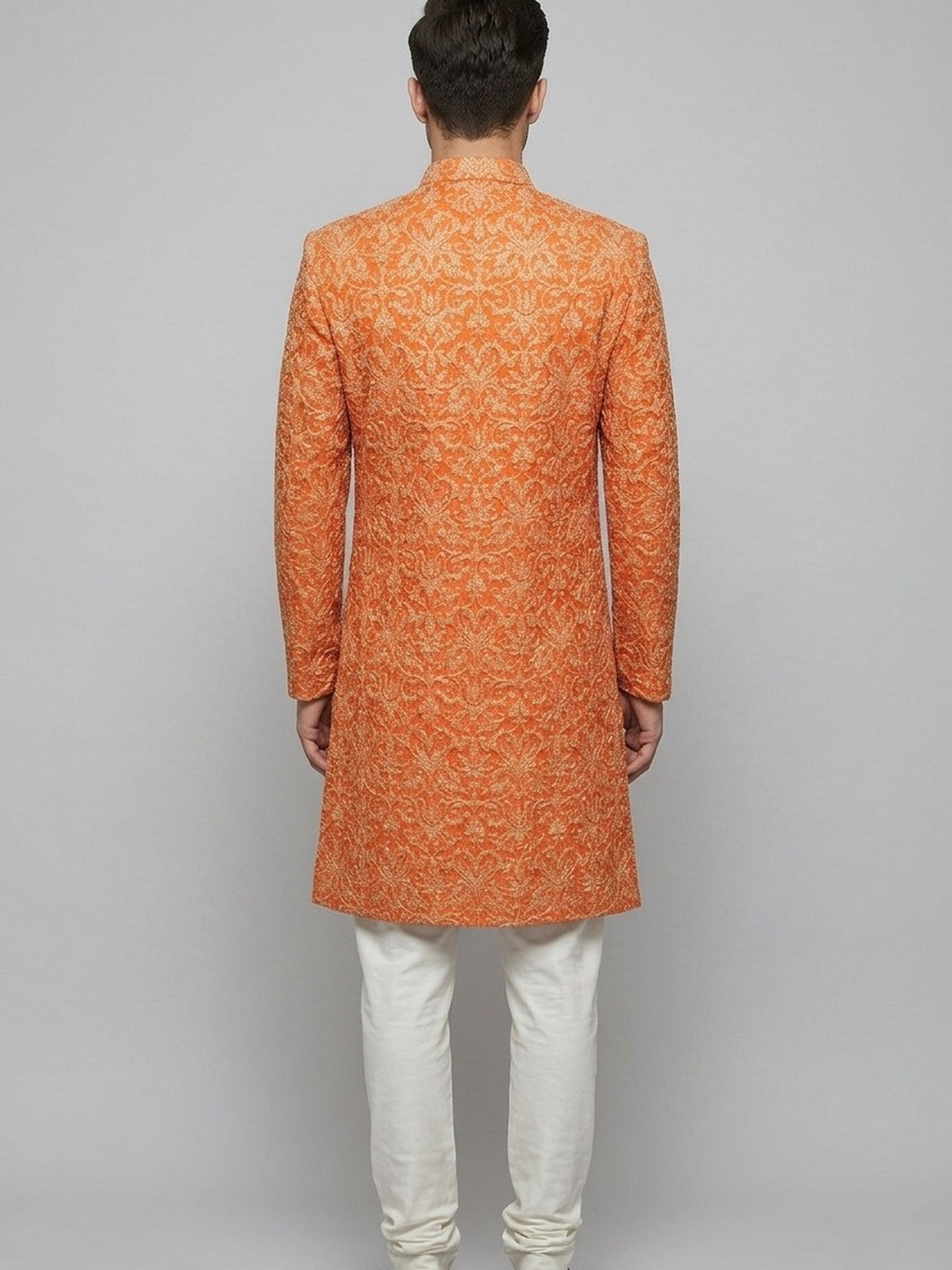 Orange Silk Heritage Sherwani