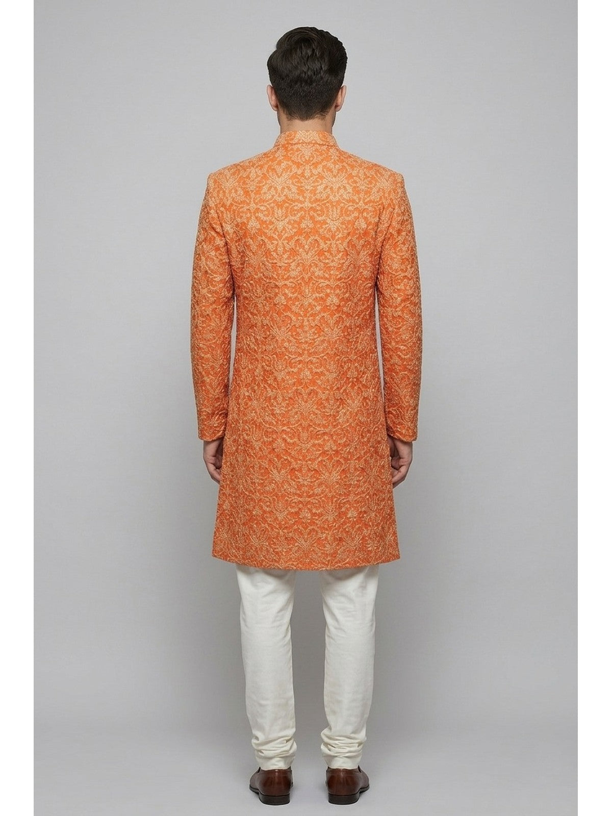 Orange Silk Heritage Sherwani