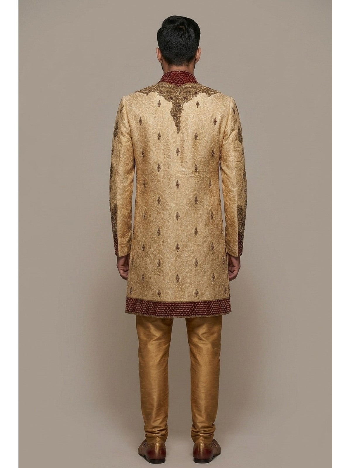 Beige Raw Silk Heritage Sherwani
