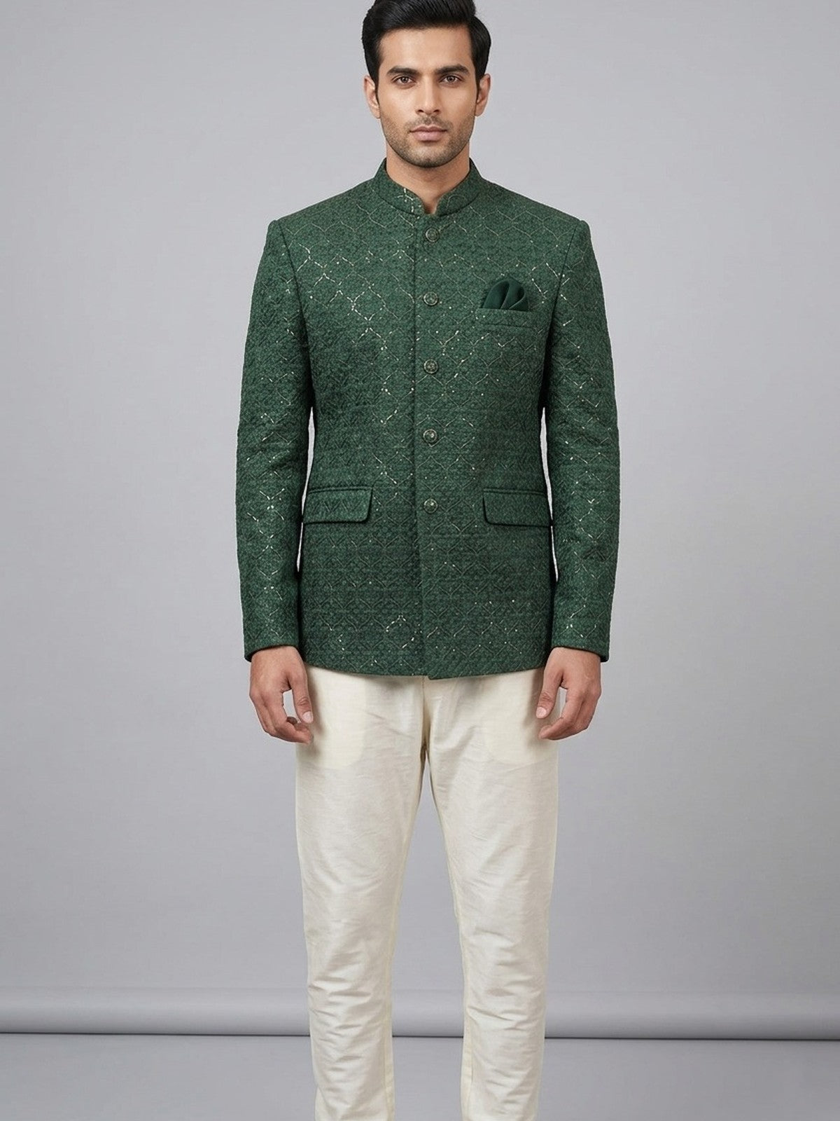 Green Silk Noor Prince Coat