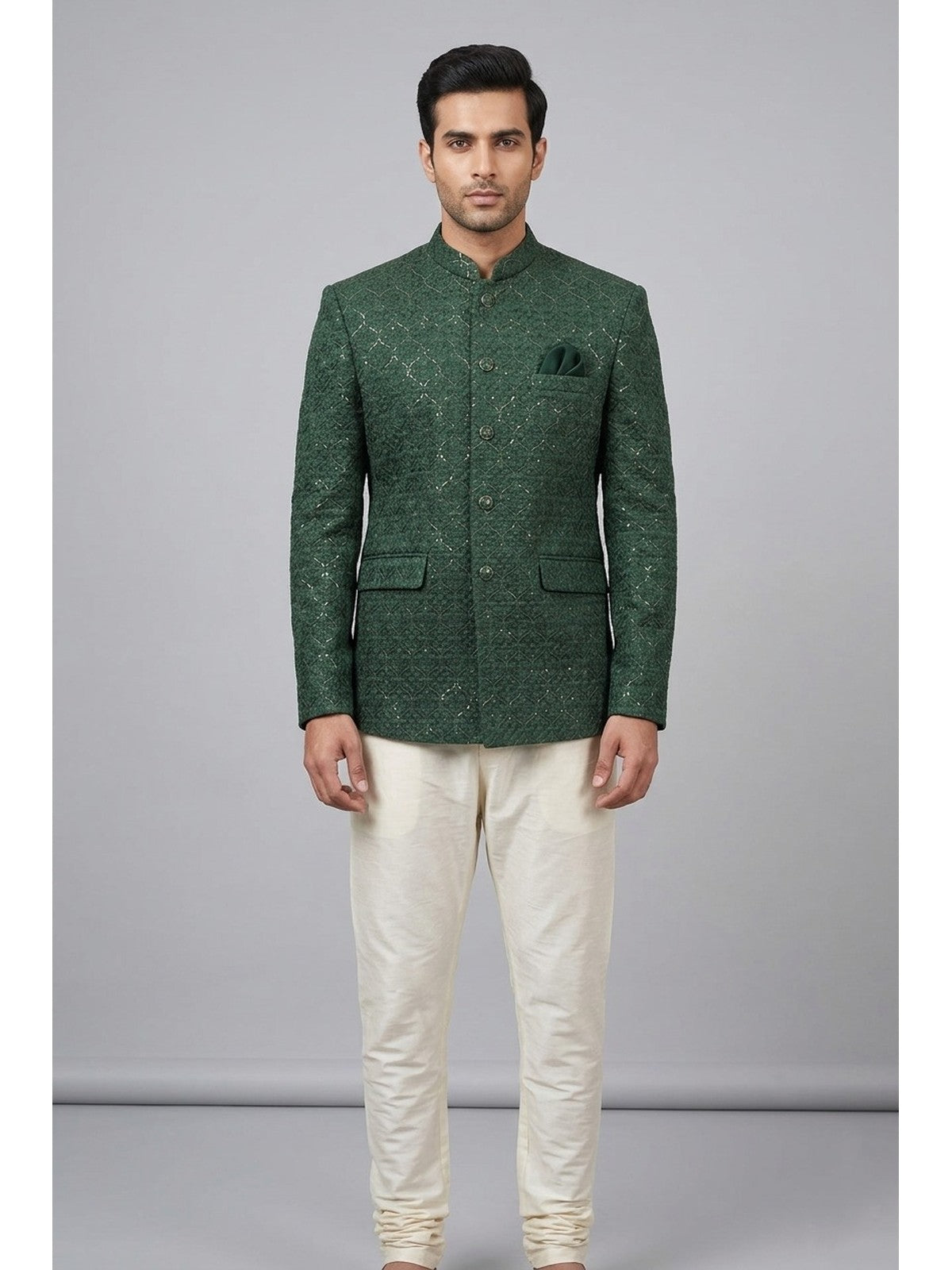 Green Silk Noor Prince Coat