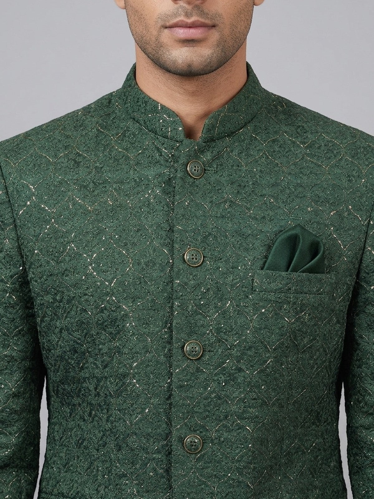 Green Silk Noor Prince Coat