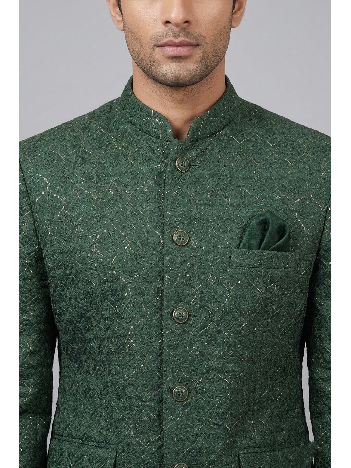 Green Silk Noor Prince Coat