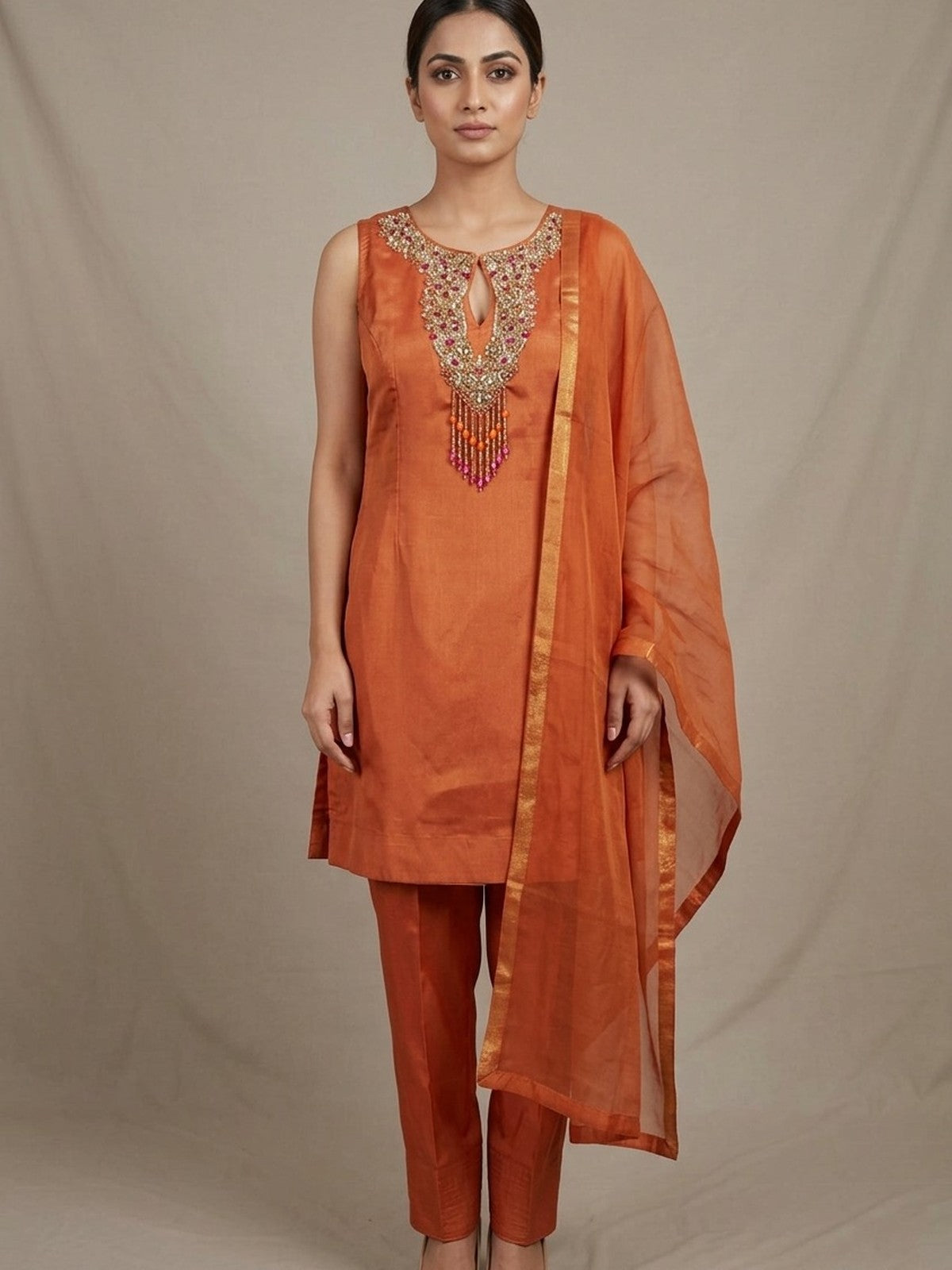 Orange Silk Majesty Salwar Suit
