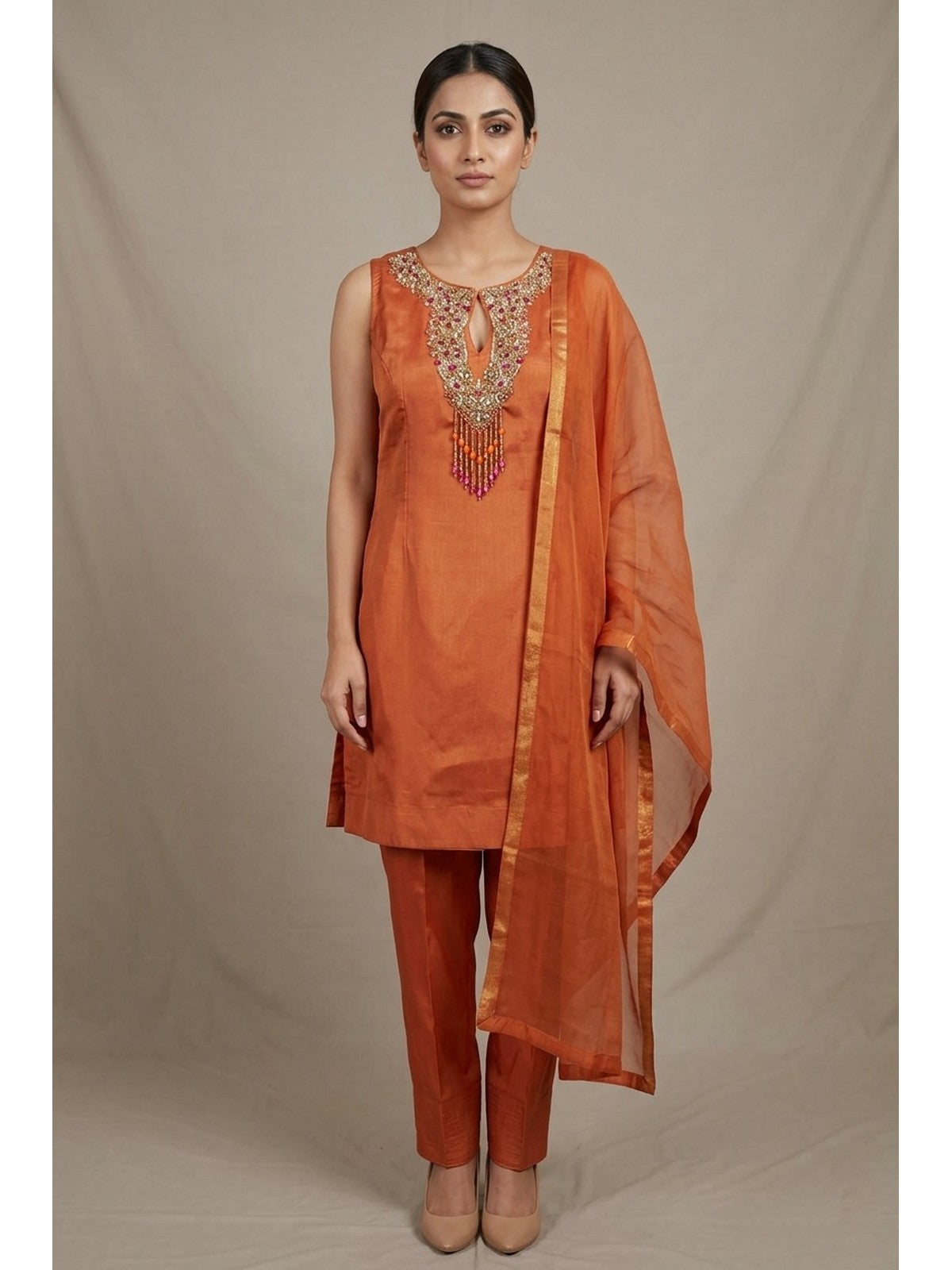 Orange Silk Majesty Salwar Suit