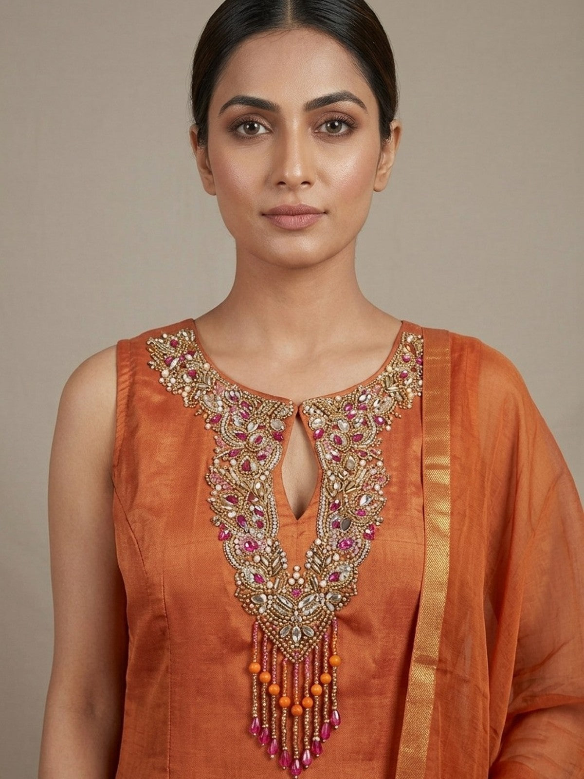 Orange Silk Majesty Salwar Suit