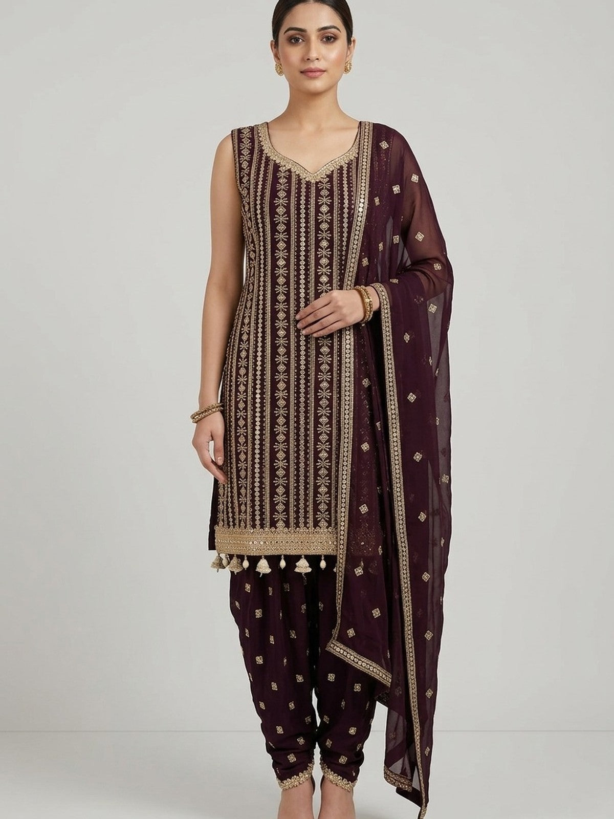 Purple Georgette Heritage Salwar Suit