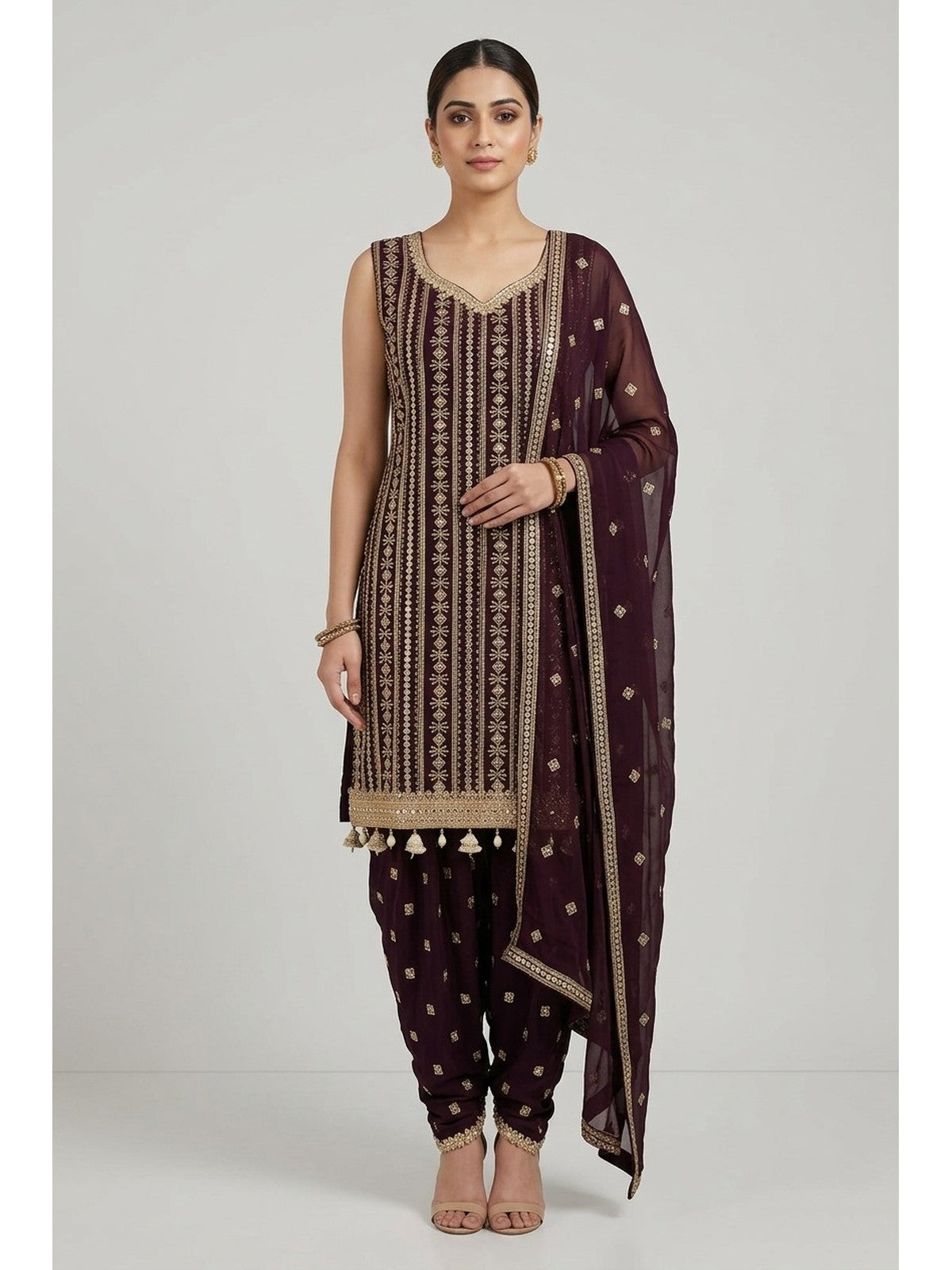 Purple Georgette Heritage Salwar Suit