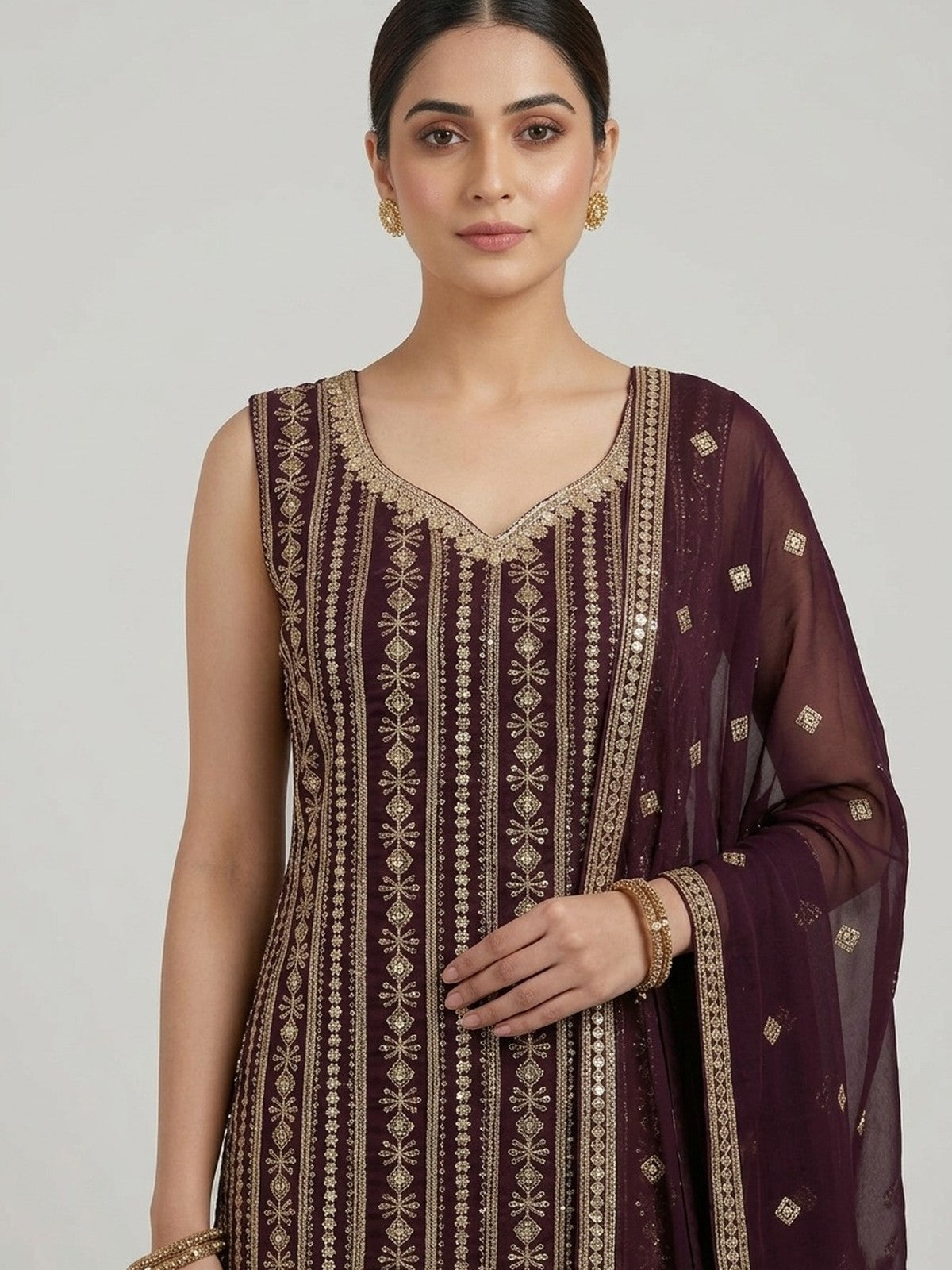 Purple Georgette Heritage Salwar Suit