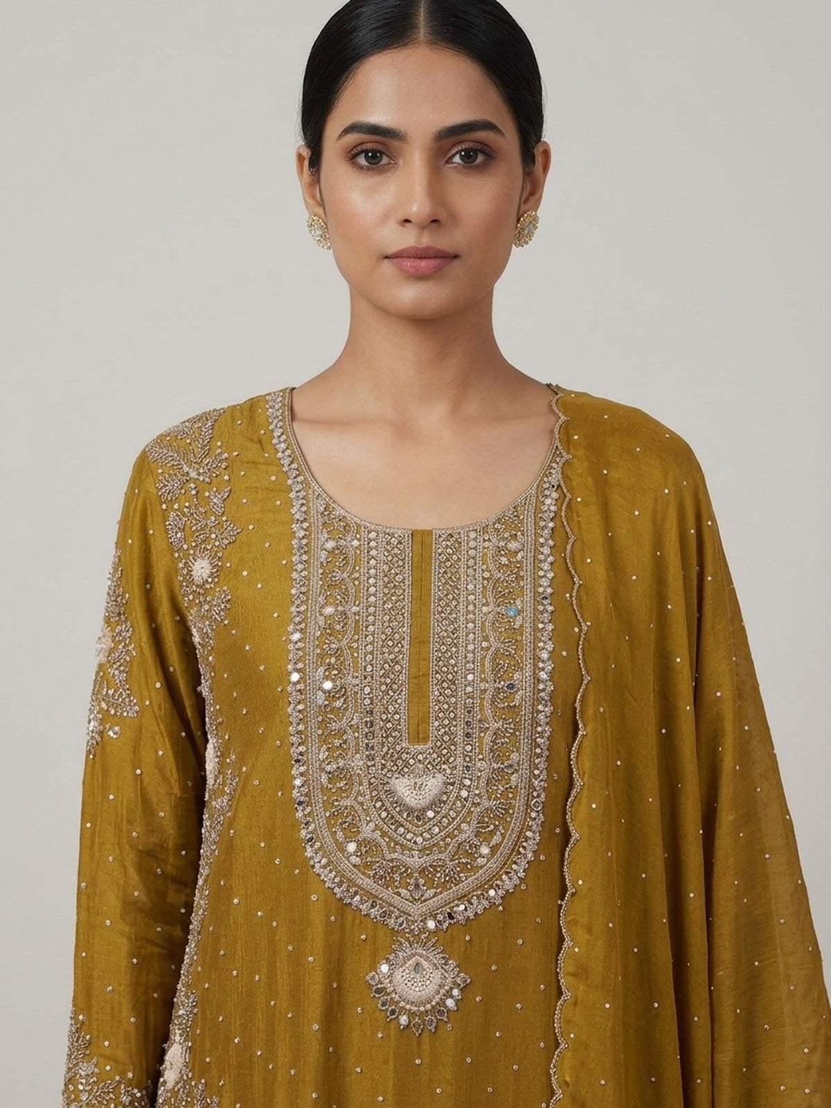 Mustard Silk Riwaayat Sharara Suit