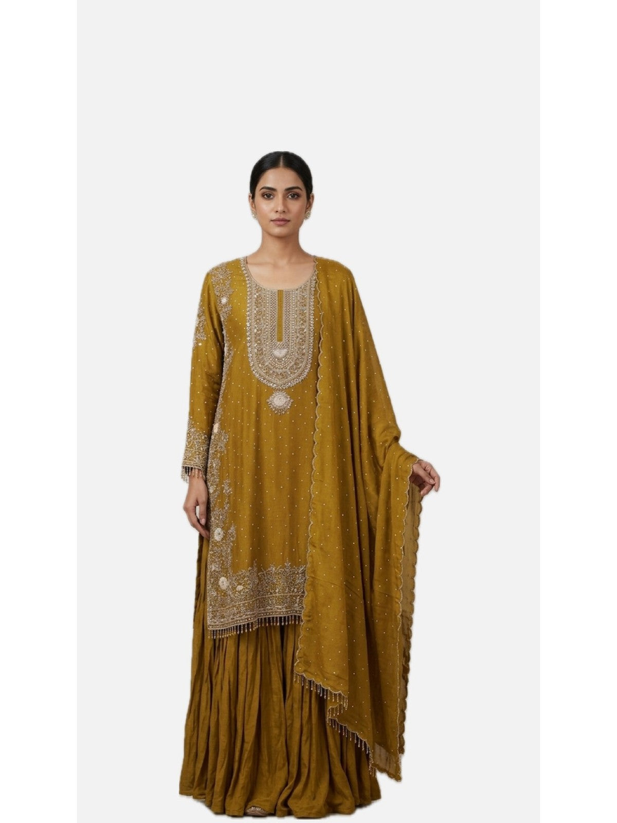 Mustard Silk Riwaayat Sharara Suit
