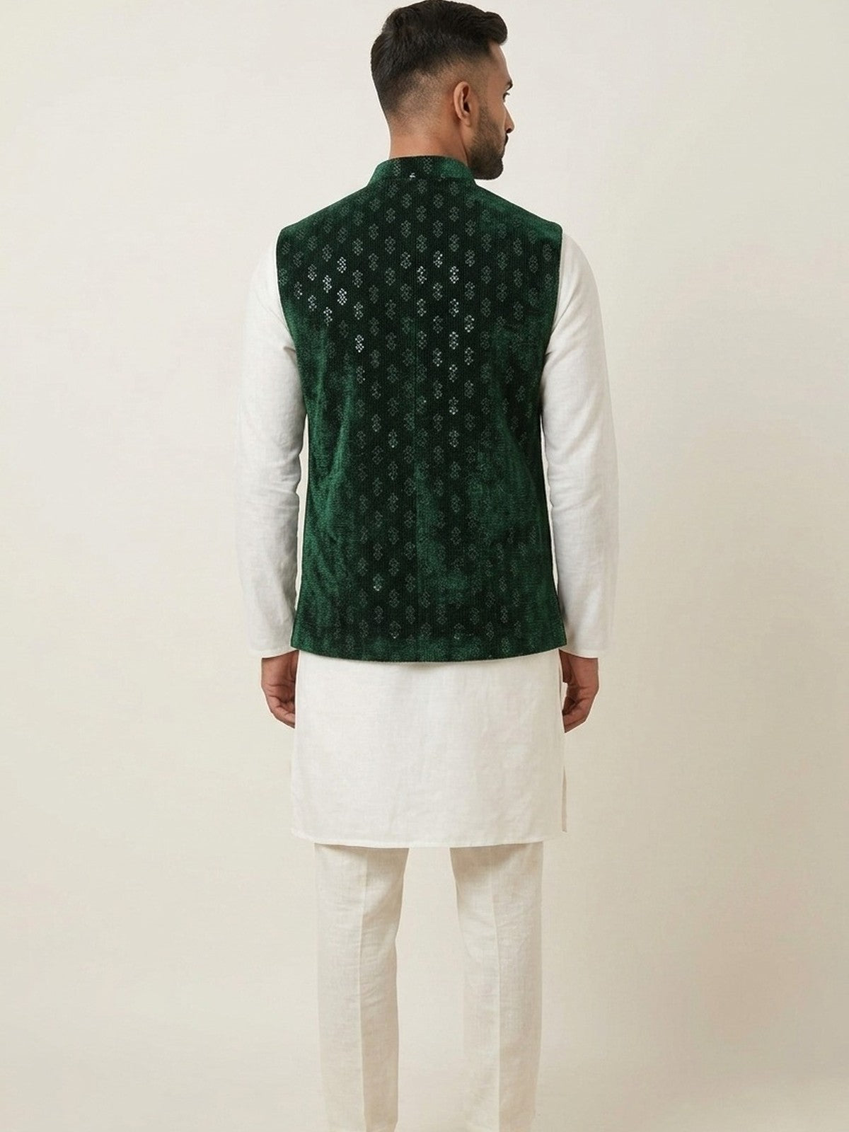 Green Velvet Elegance Nehru Jacket