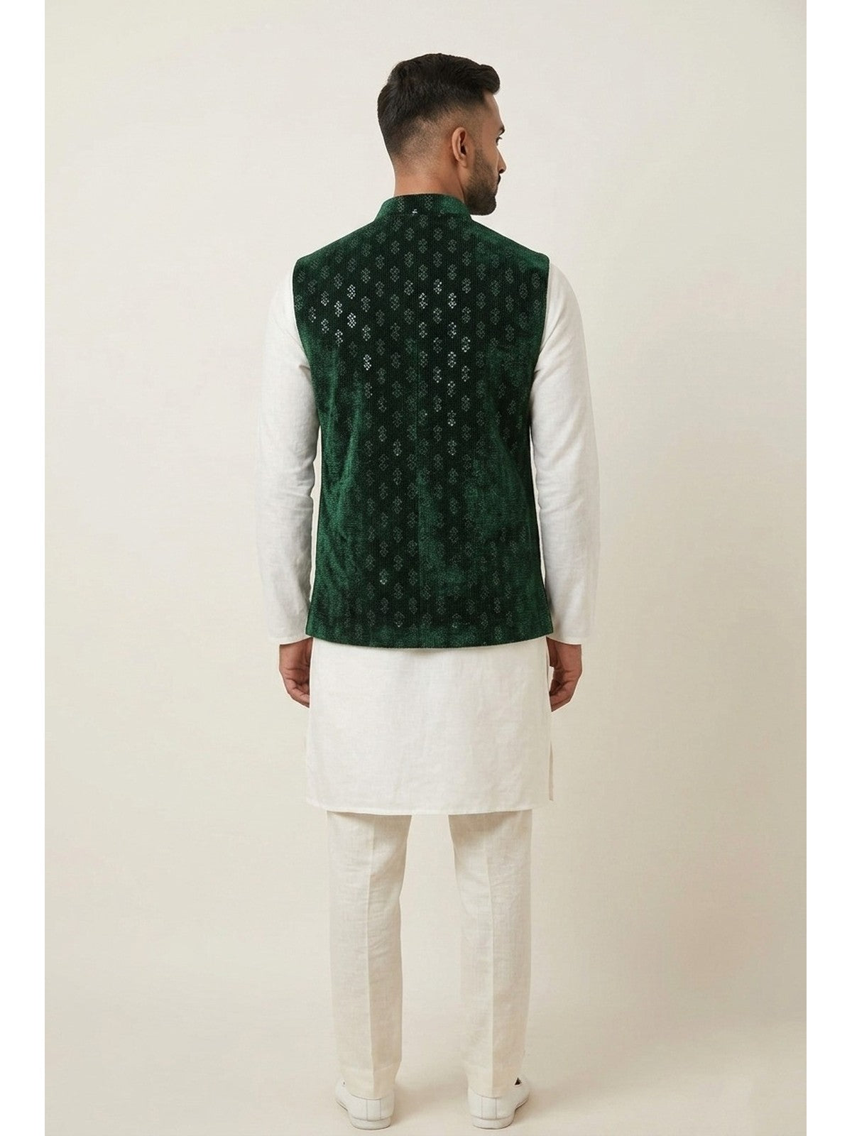 Green Velvet Elegance Nehru Jacket