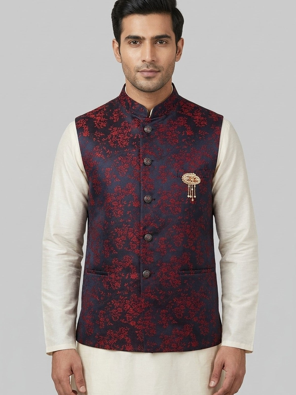 Blue Jacquard Extravagance Nehru Jacket