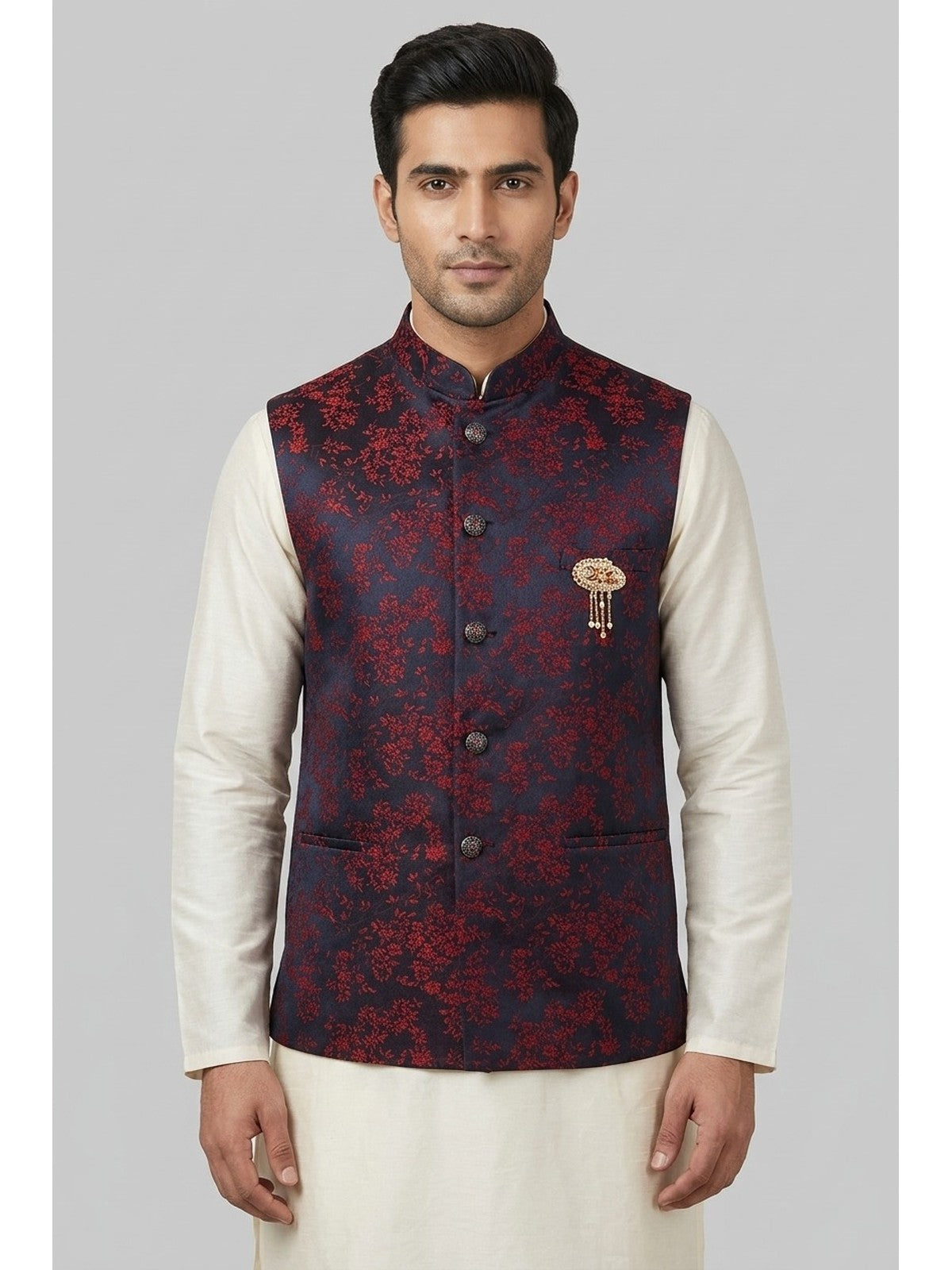 Blue Jacquard Extravagance Nehru Jacket