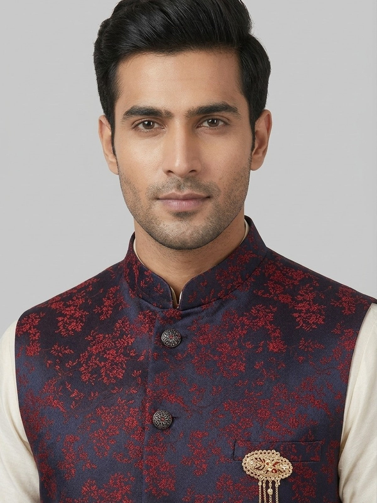 Blue Jacquard Extravagance Nehru Jacket