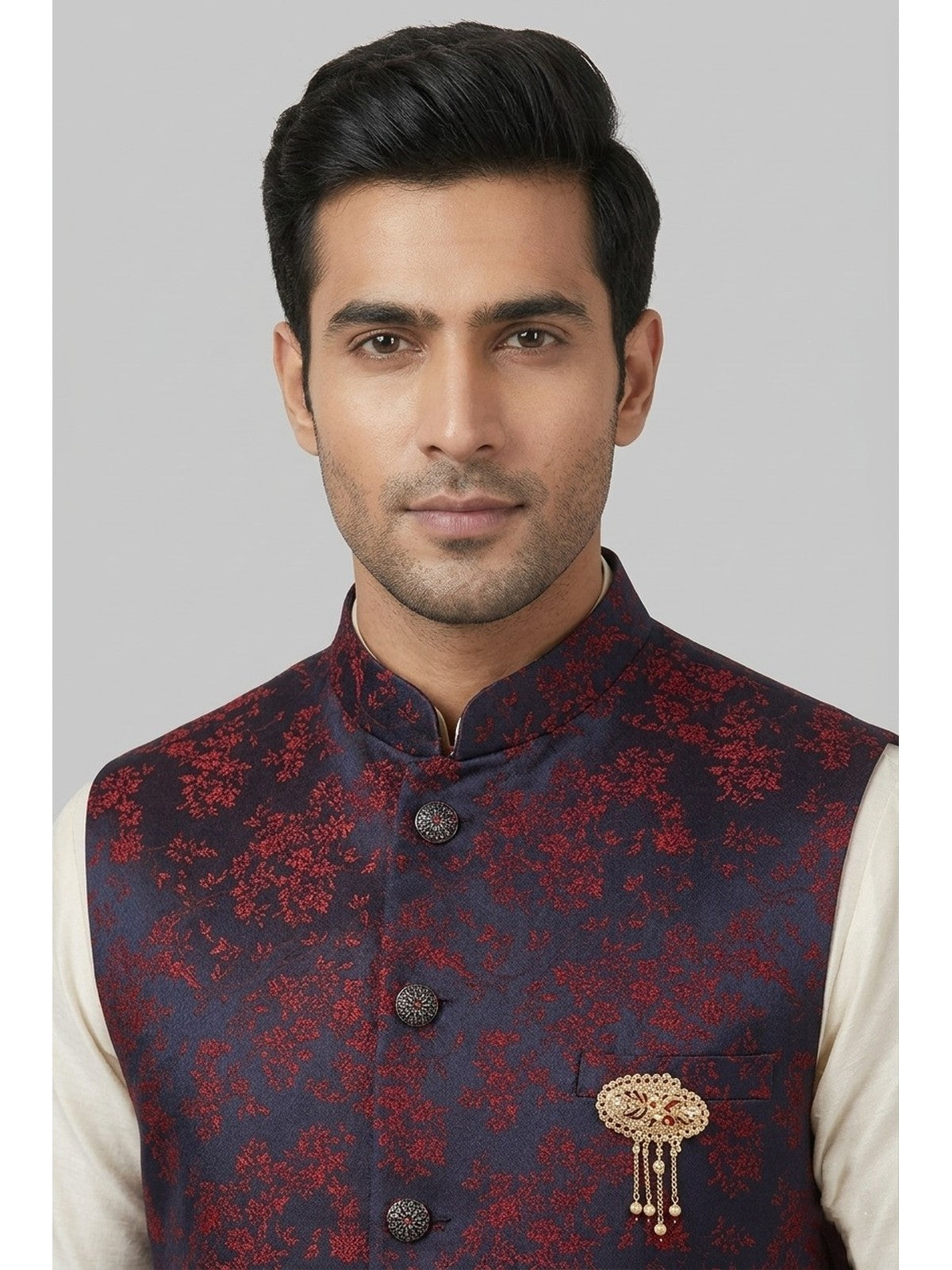 Blue Jacquard Extravagance Nehru Jacket