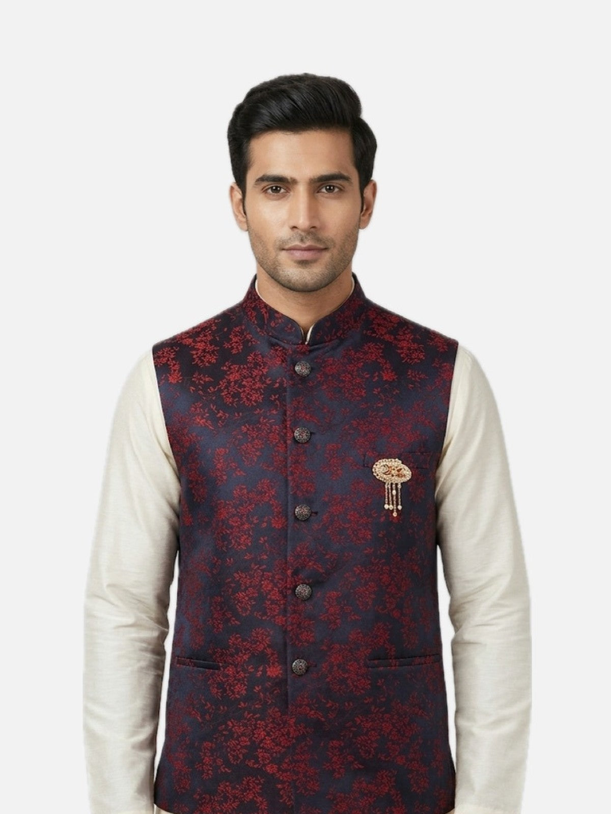 Blue Jacquard Extravagance Nehru Jacket