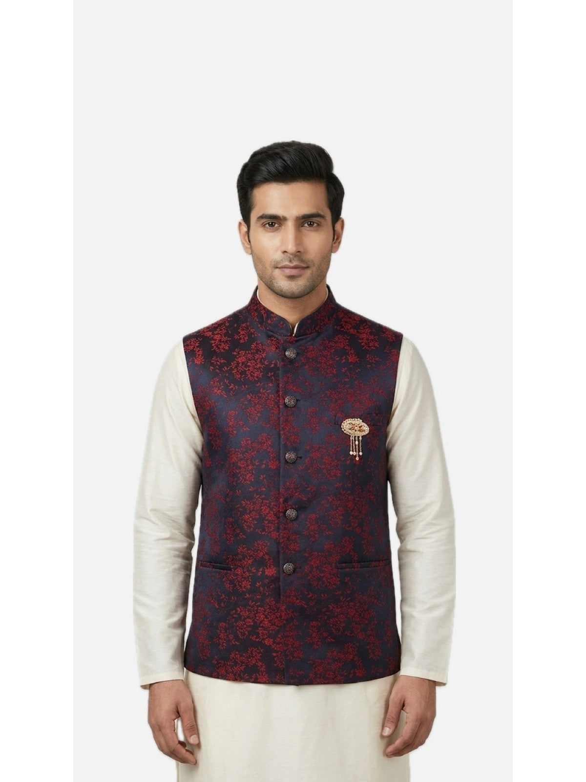 Blue Jacquard Extravagance Nehru Jacket
