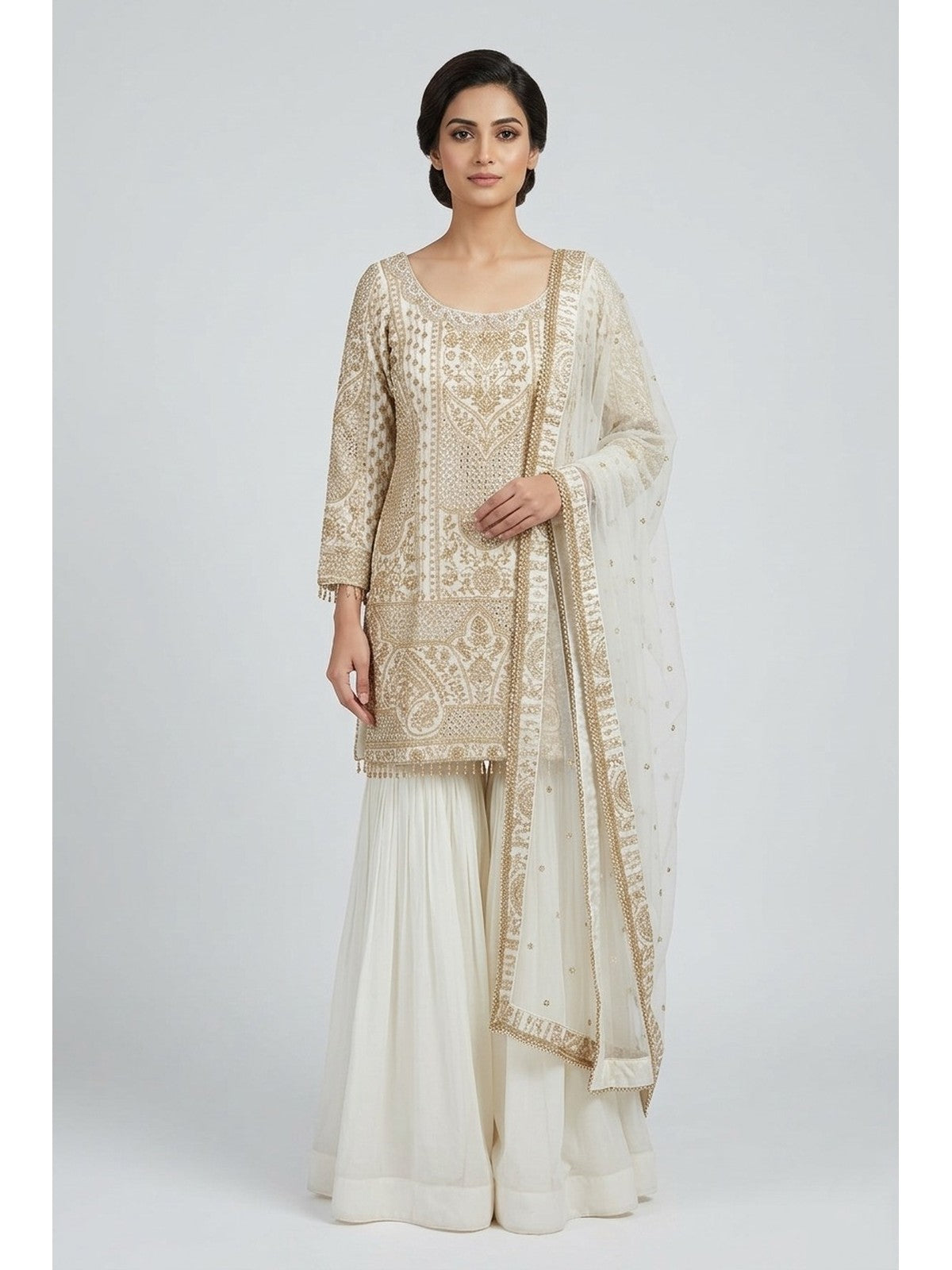 White Net Majesty Sharara Suit