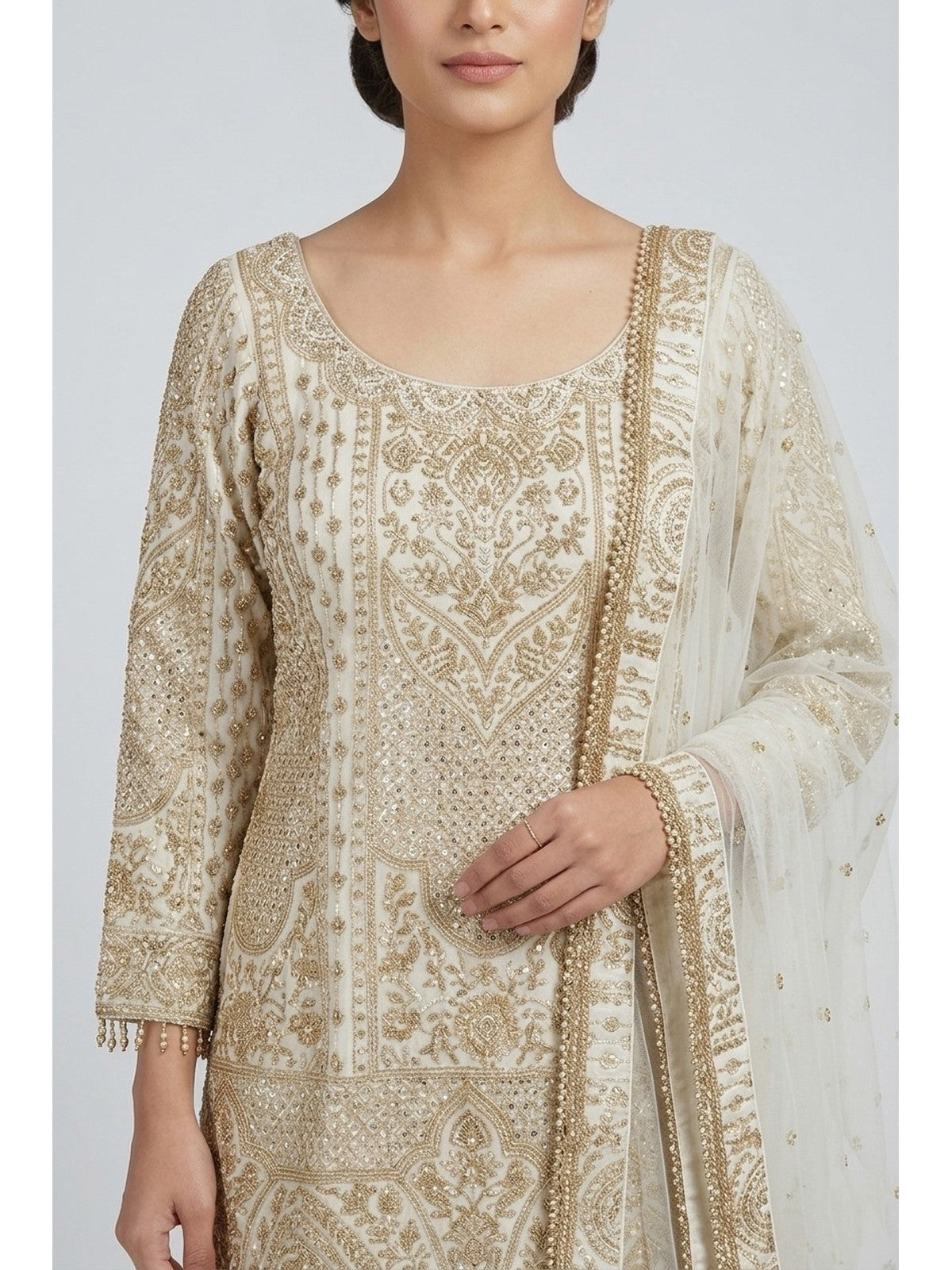 White Net Majesty Sharara Suit