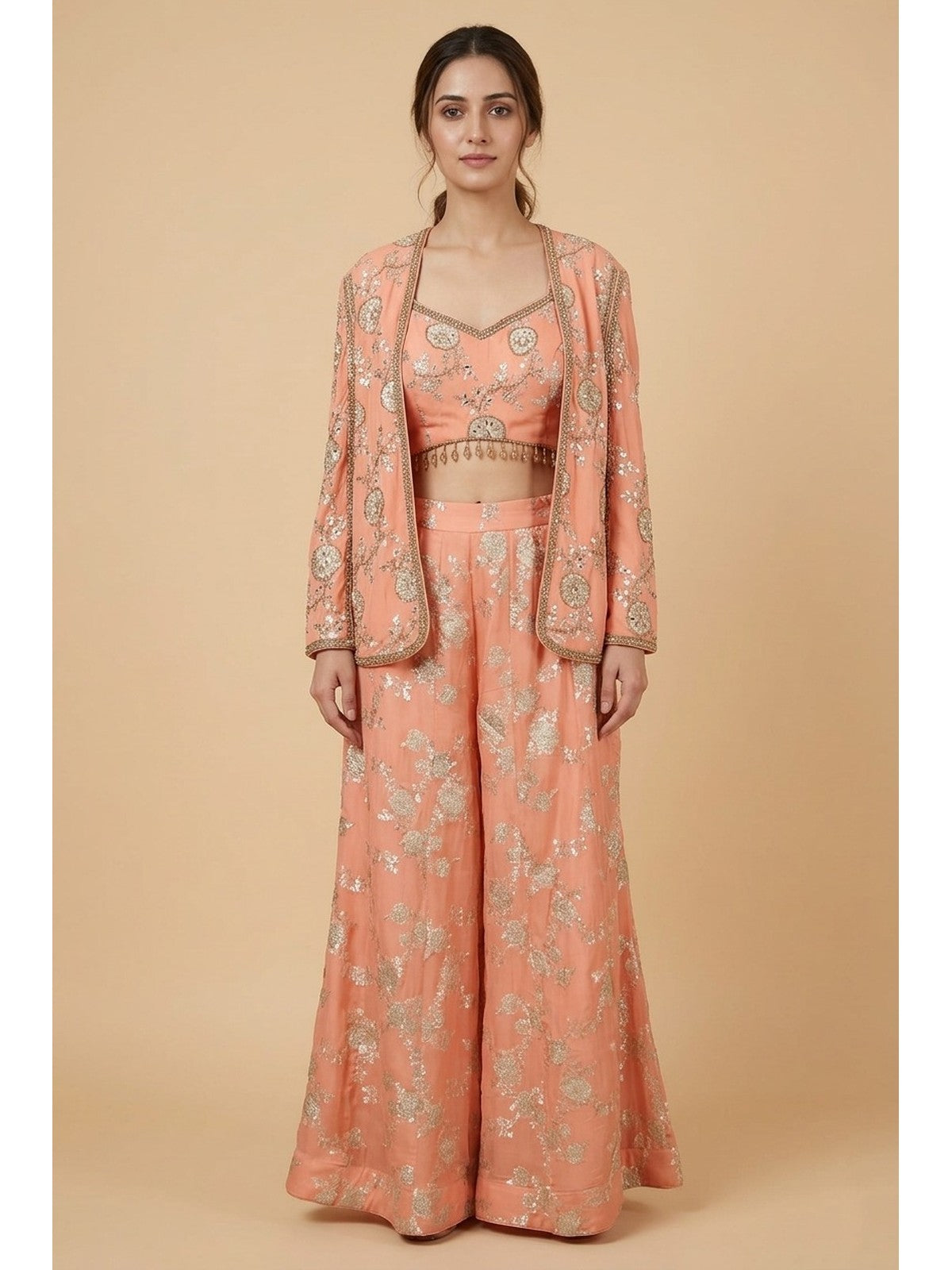Orange Silk Reverie Indo-Western Set