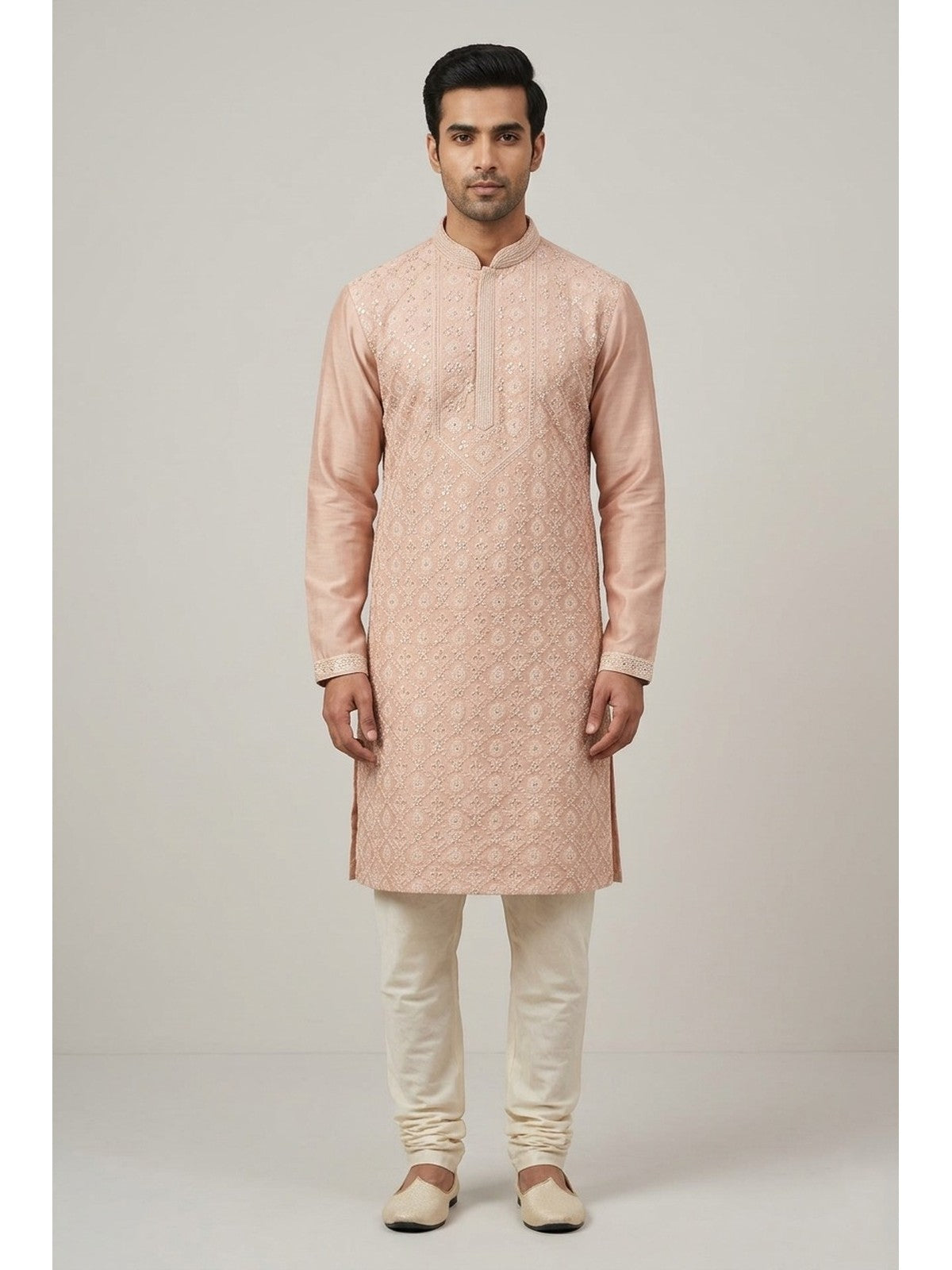Pink Silk Heritage Kurta Set