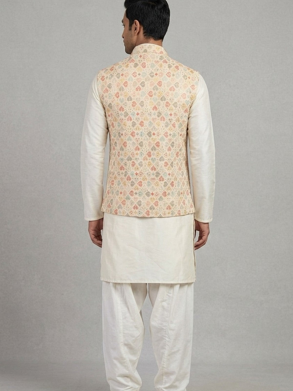 Cream Silk Grandeur Nehru Jacket