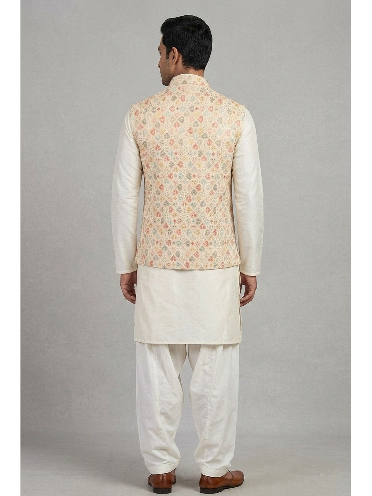 Cream Silk Grandeur Nehru Jacket