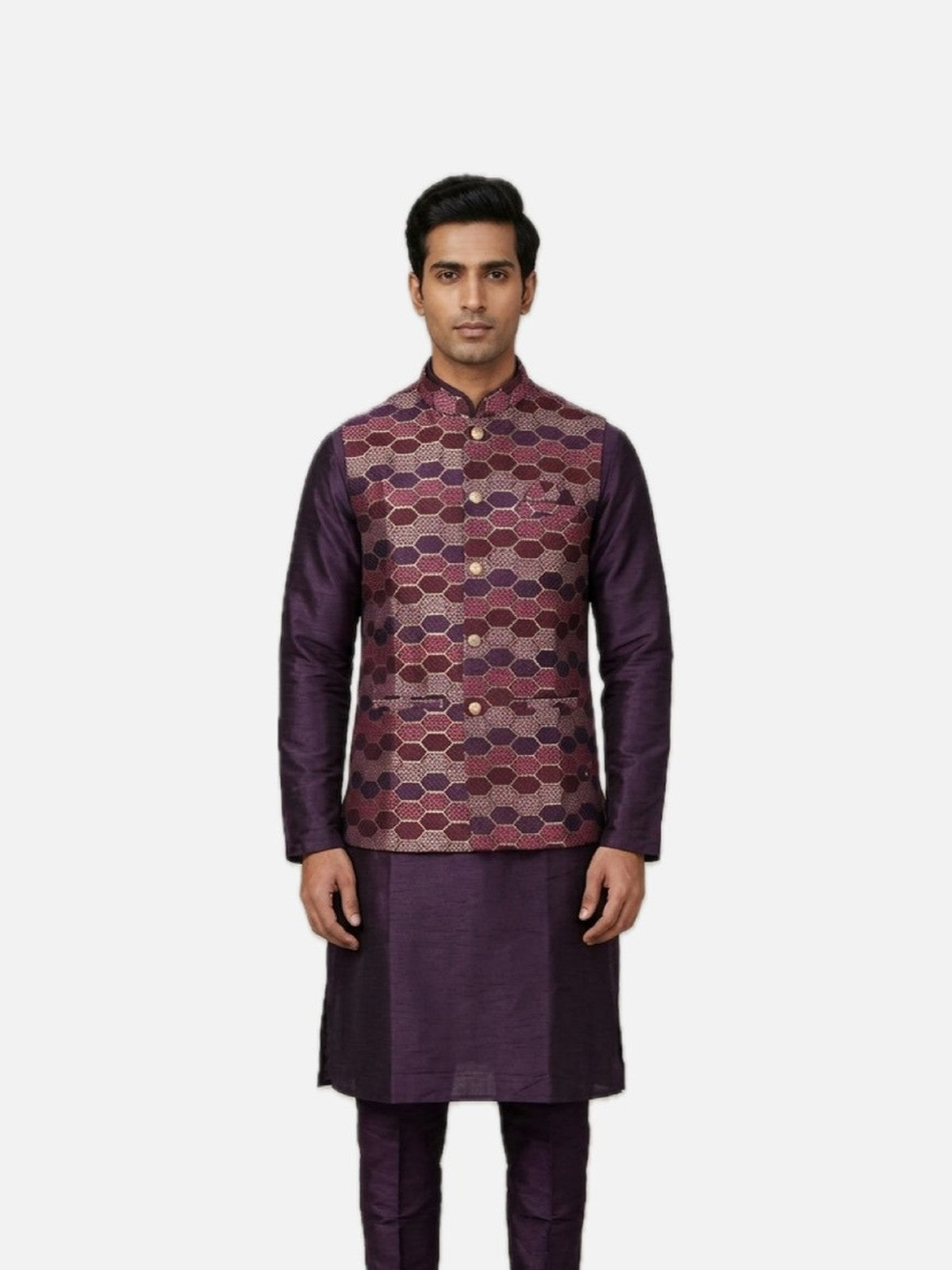 Purple Silk Shaan Nehru Jacket