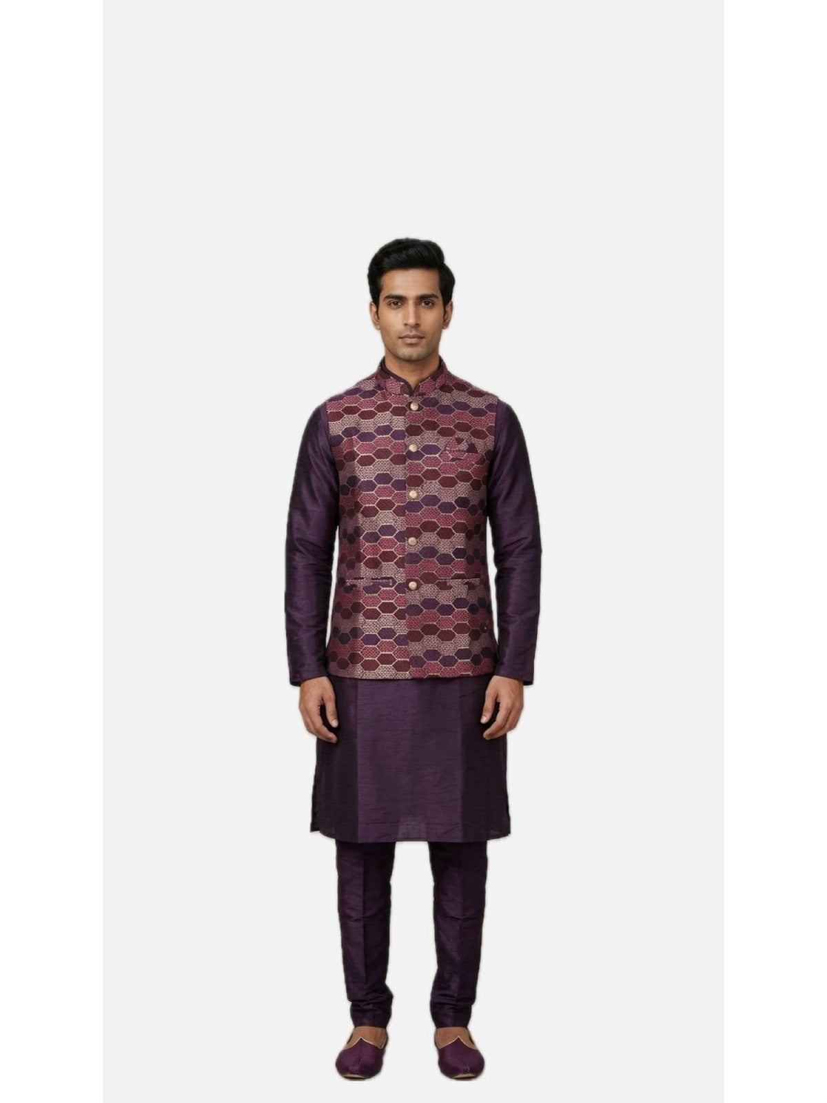 Purple Silk Shaan Nehru Jacket