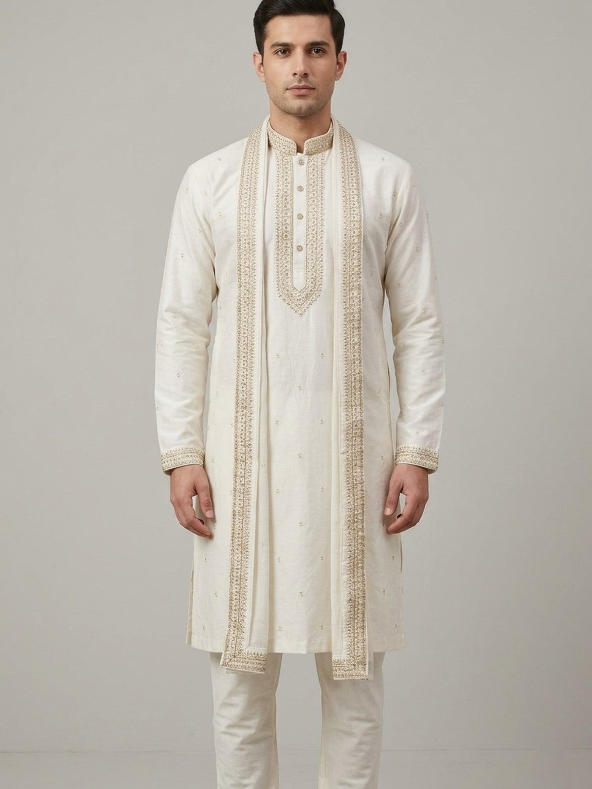 White Silk Shaan Kurta Set