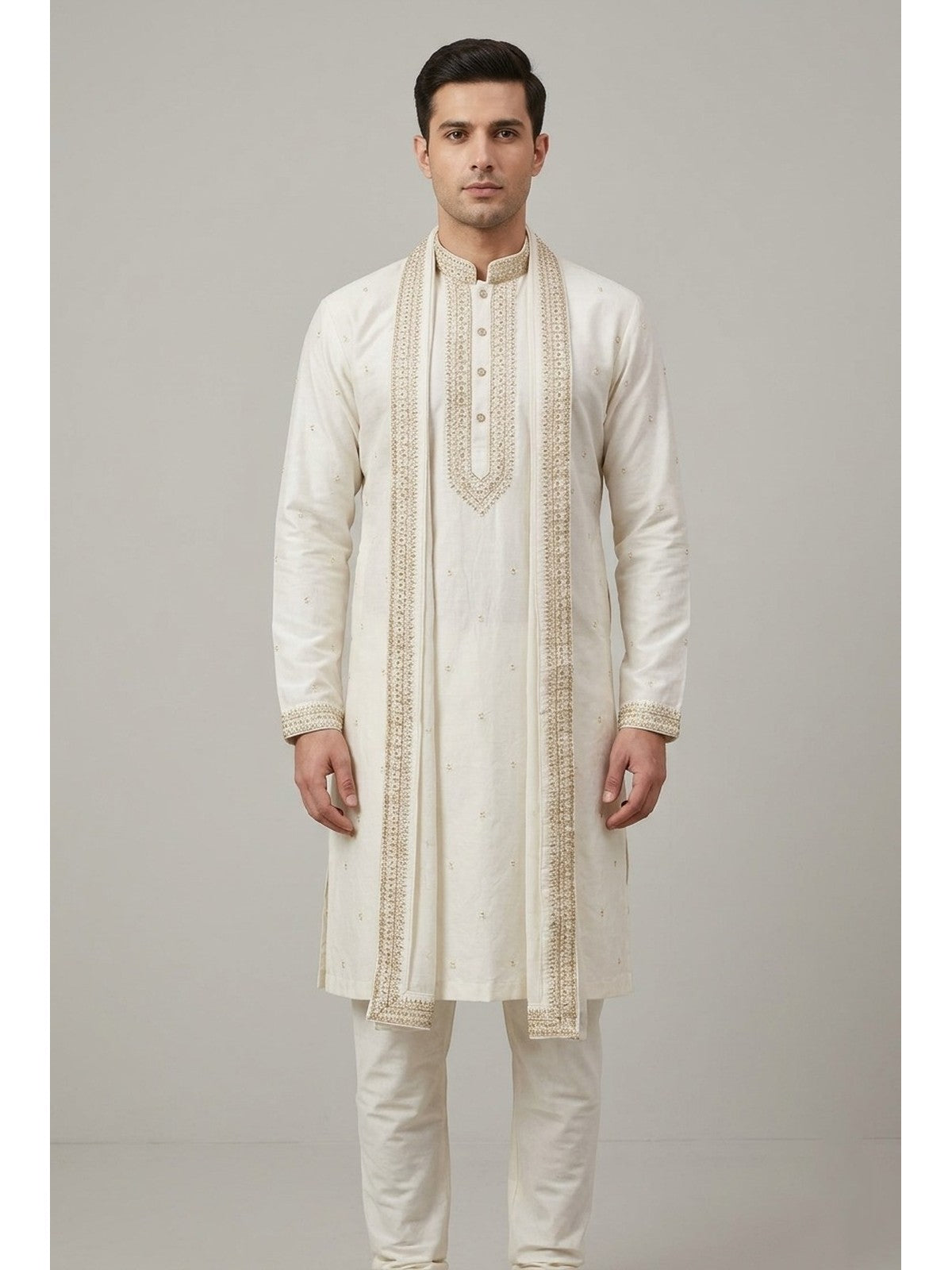 White Silk Shaan Kurta Set