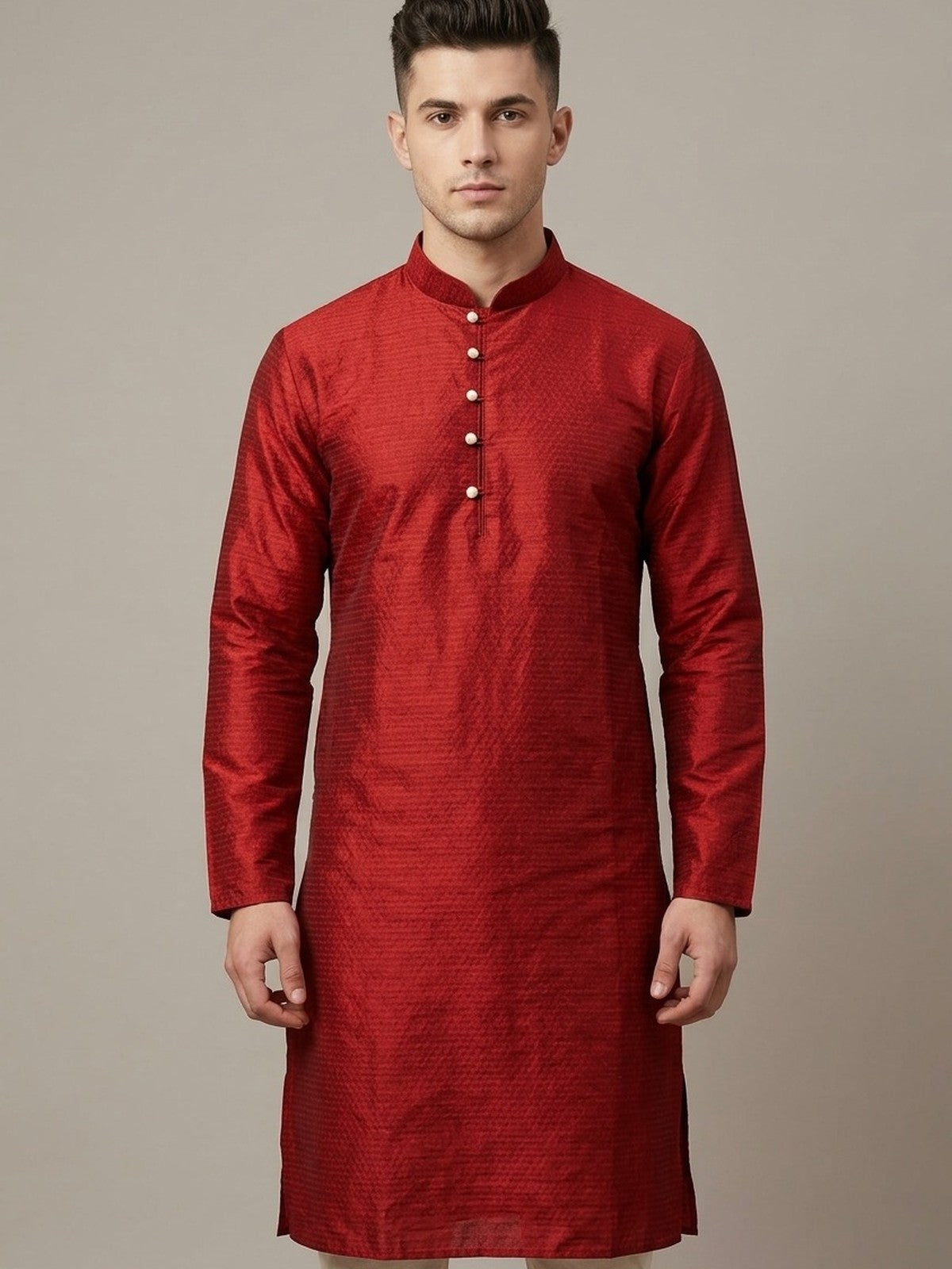 Red Silk Nazakat Kurta Set