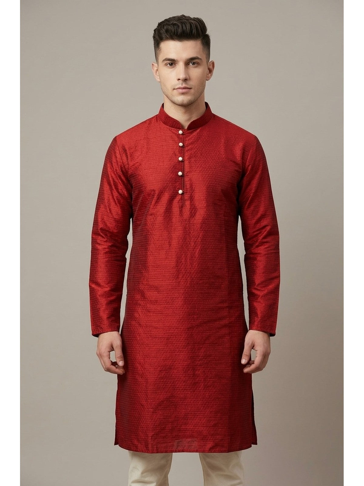 Red Silk Nazakat Kurta Set
