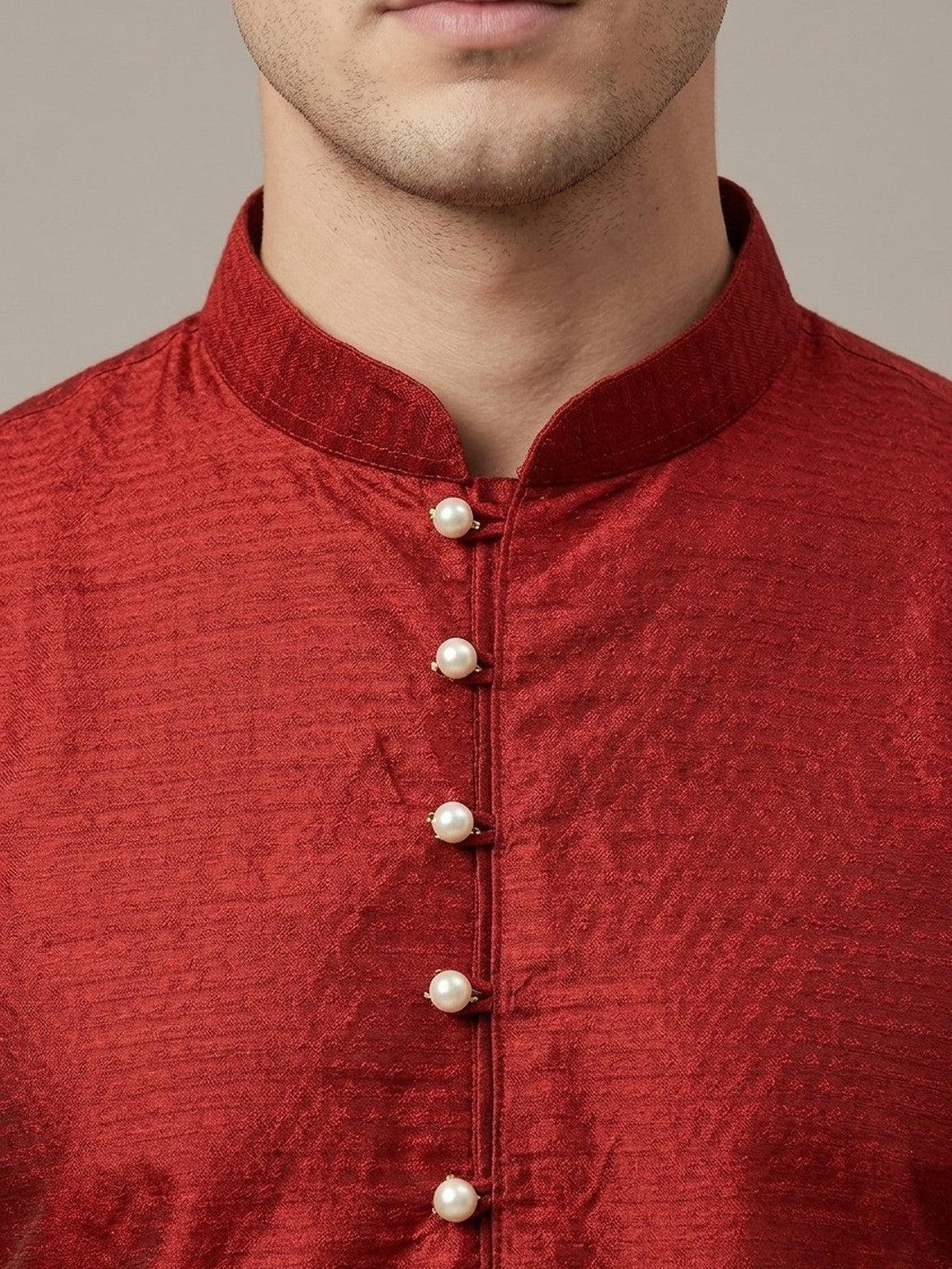 Red Silk Nazakat Kurta Set