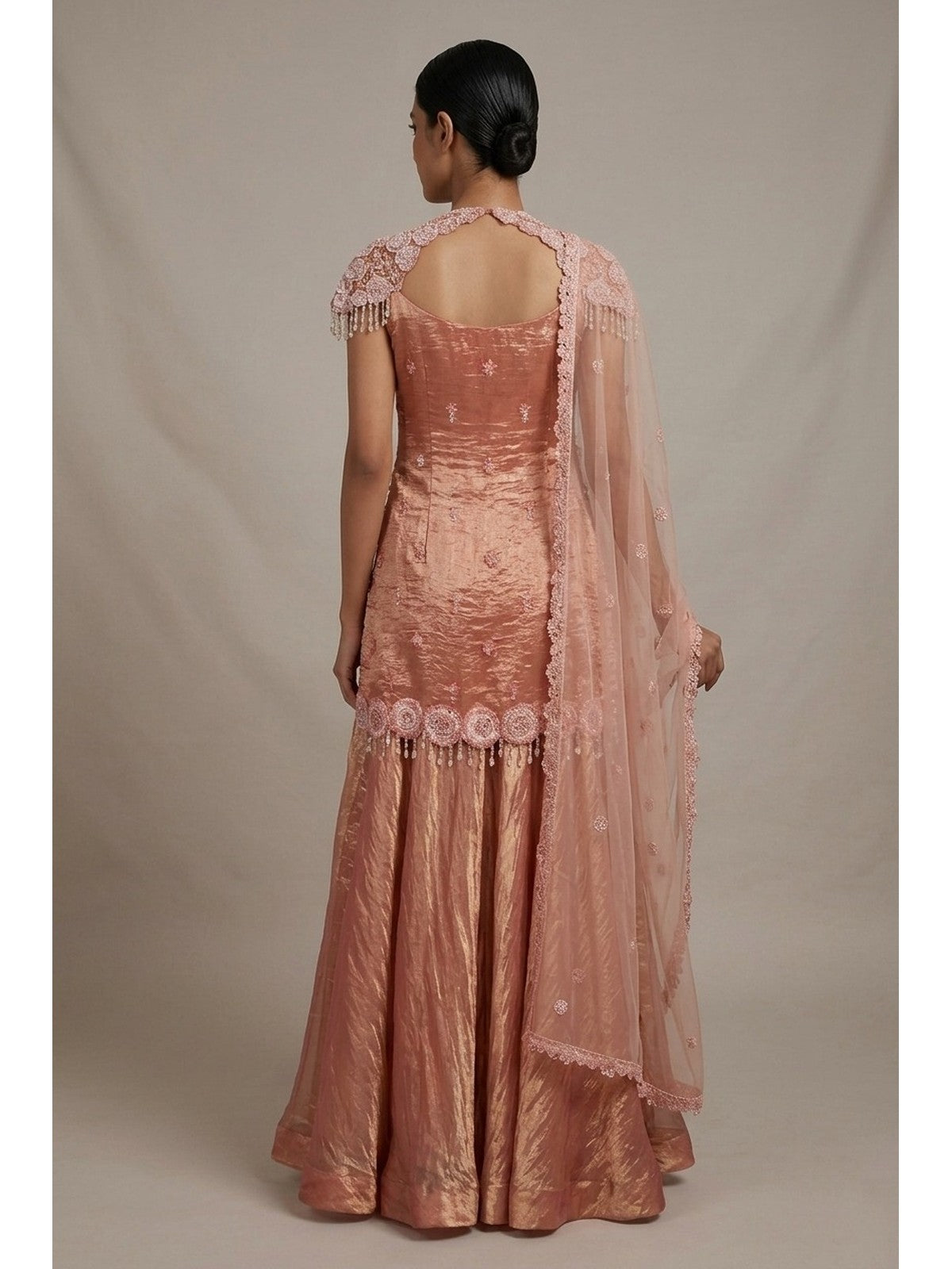 Pink Net Extravagance Sharara Suit